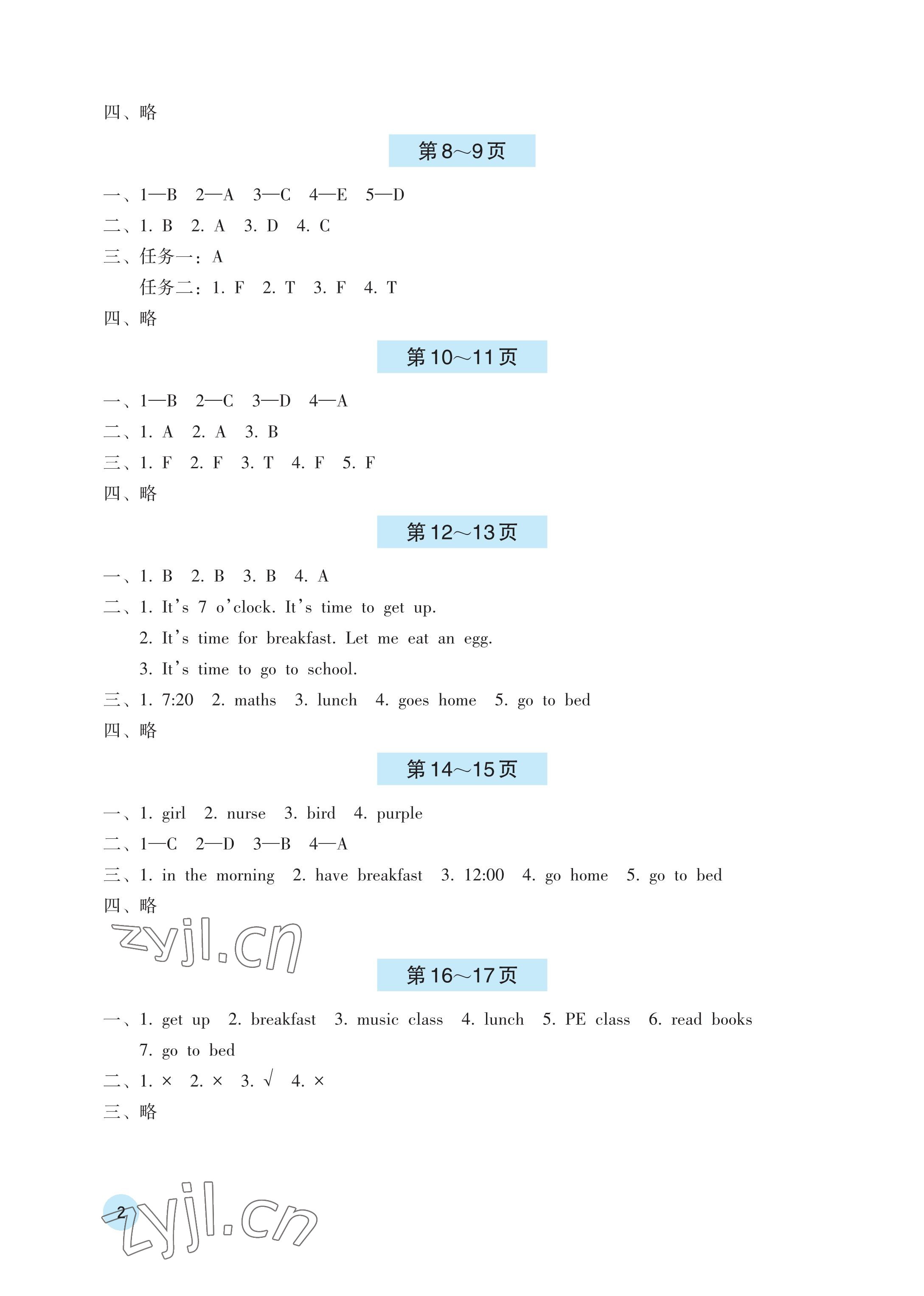 2023年暑假基礎(chǔ)性作業(yè)四年級(jí)英語(yǔ)人教版 參考答案第2頁(yè)