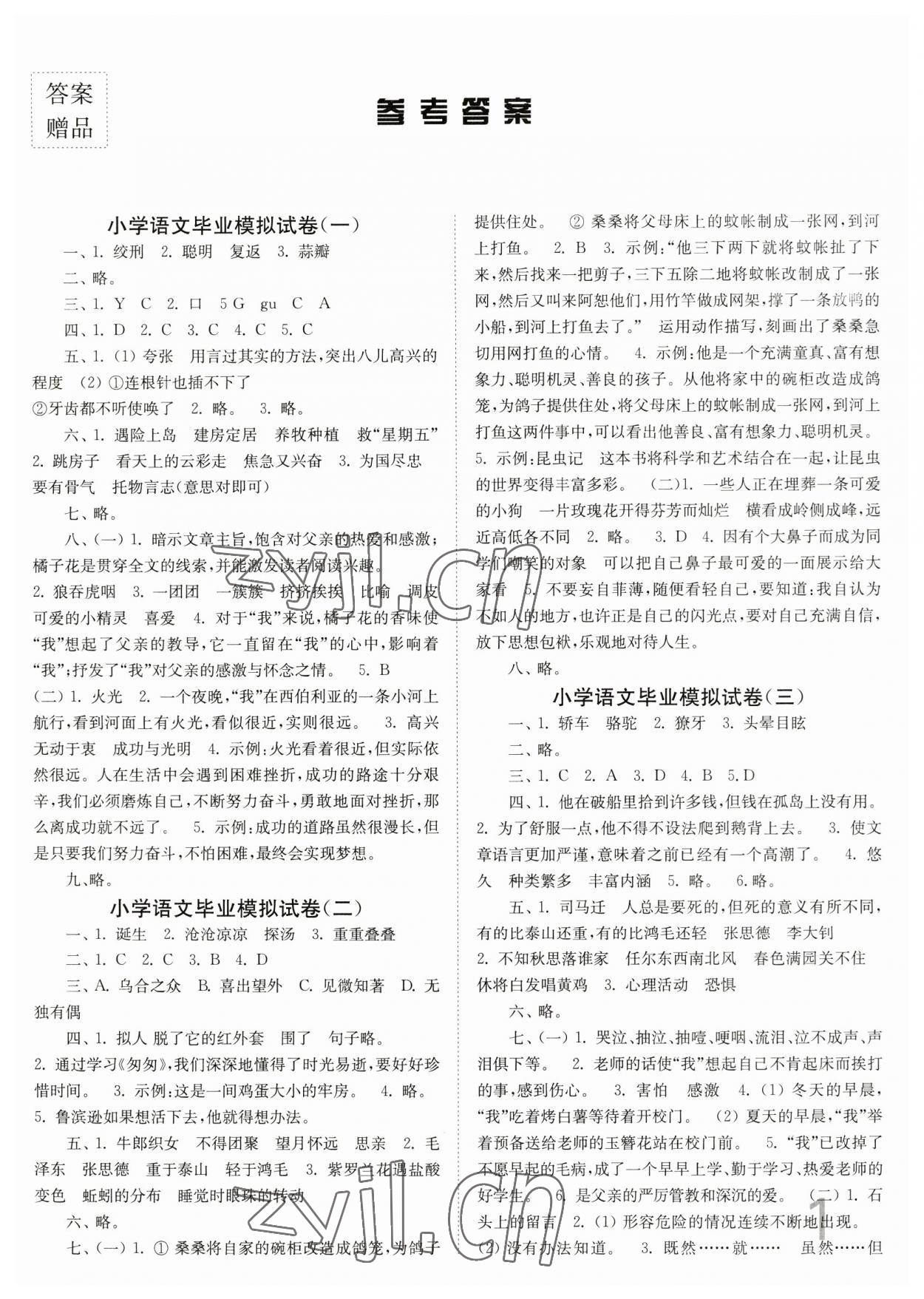 2023年江苏密卷语文小学总复习 第1页