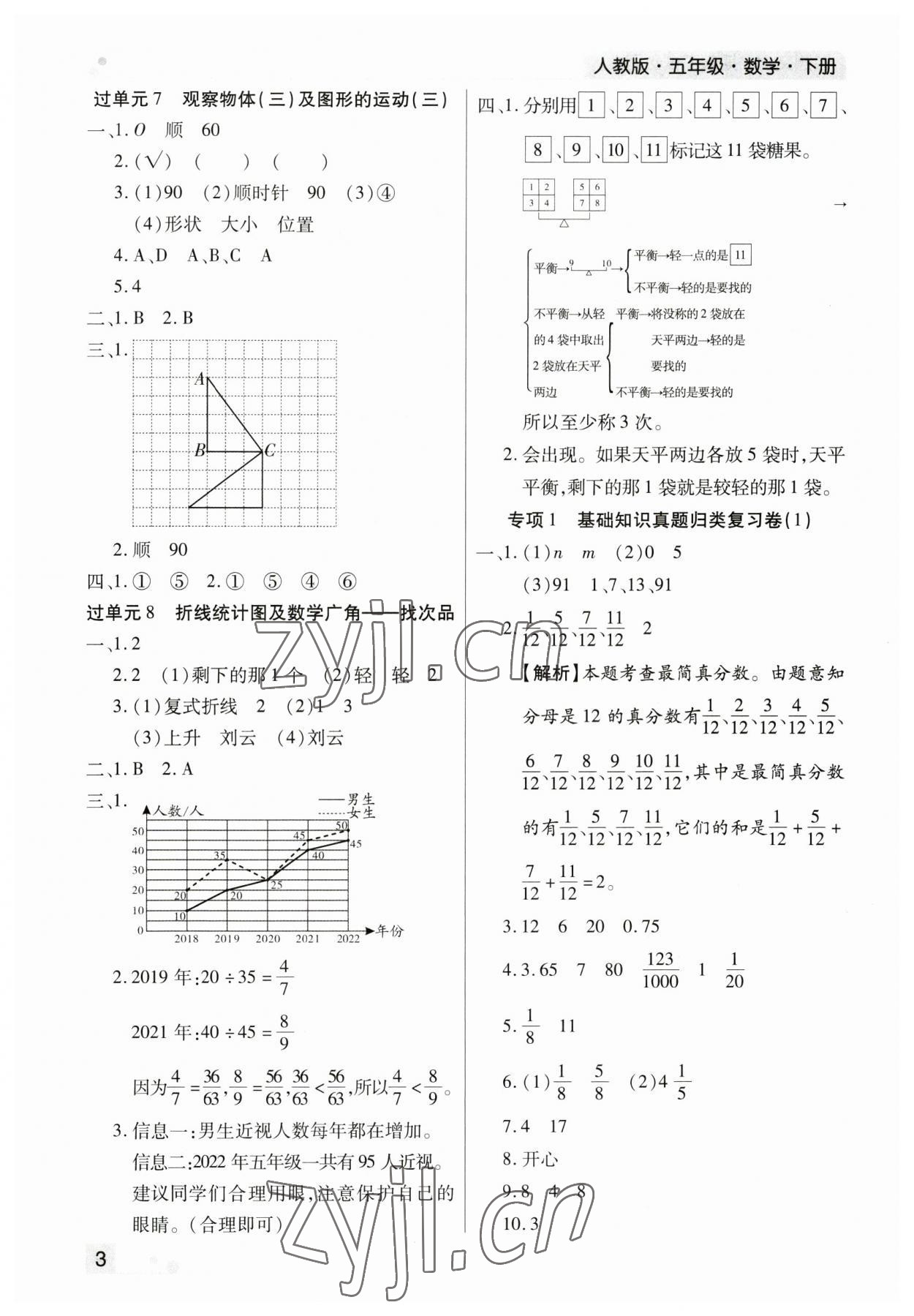 2023年期末考試必刷卷五年級(jí)數(shù)學(xué)下冊(cè)人教版鄭州專版 參考答案第3頁(yè)