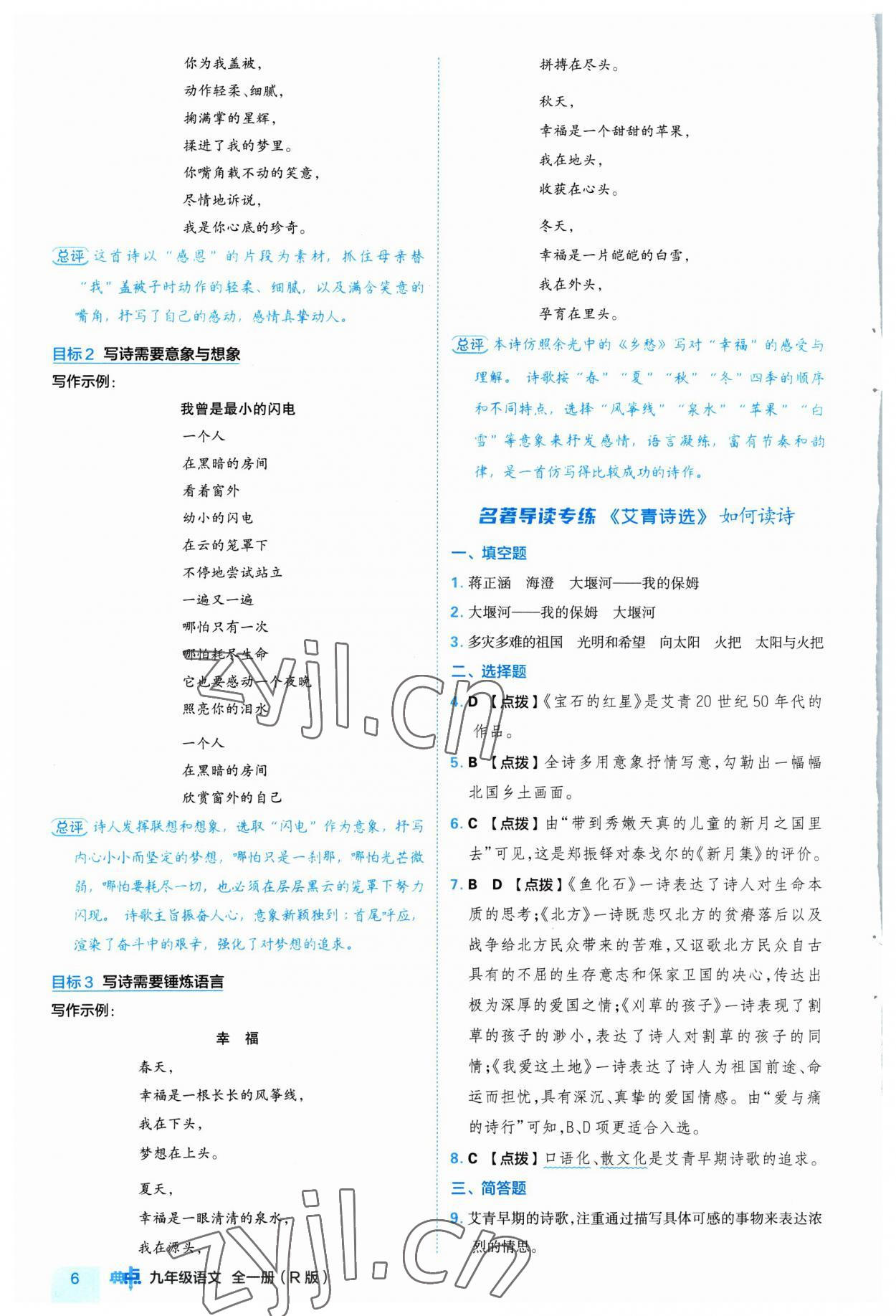 2023年綜合應(yīng)用創(chuàng)新題典中點九年級語文全一冊人教版 參考答案第6頁