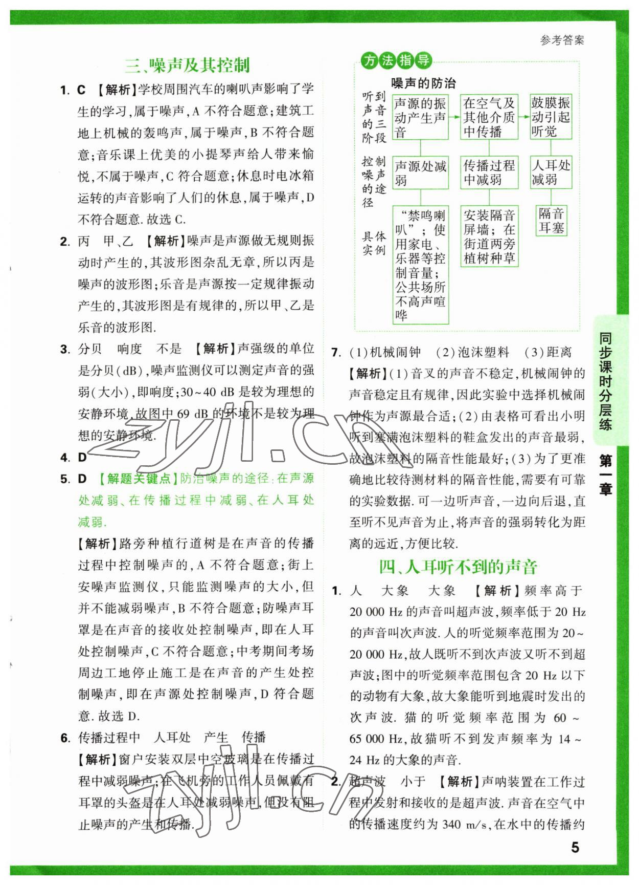 2023年萬唯中考基礎(chǔ)題八年級(jí)物理上冊(cè)蘇科版 參考答案第5頁