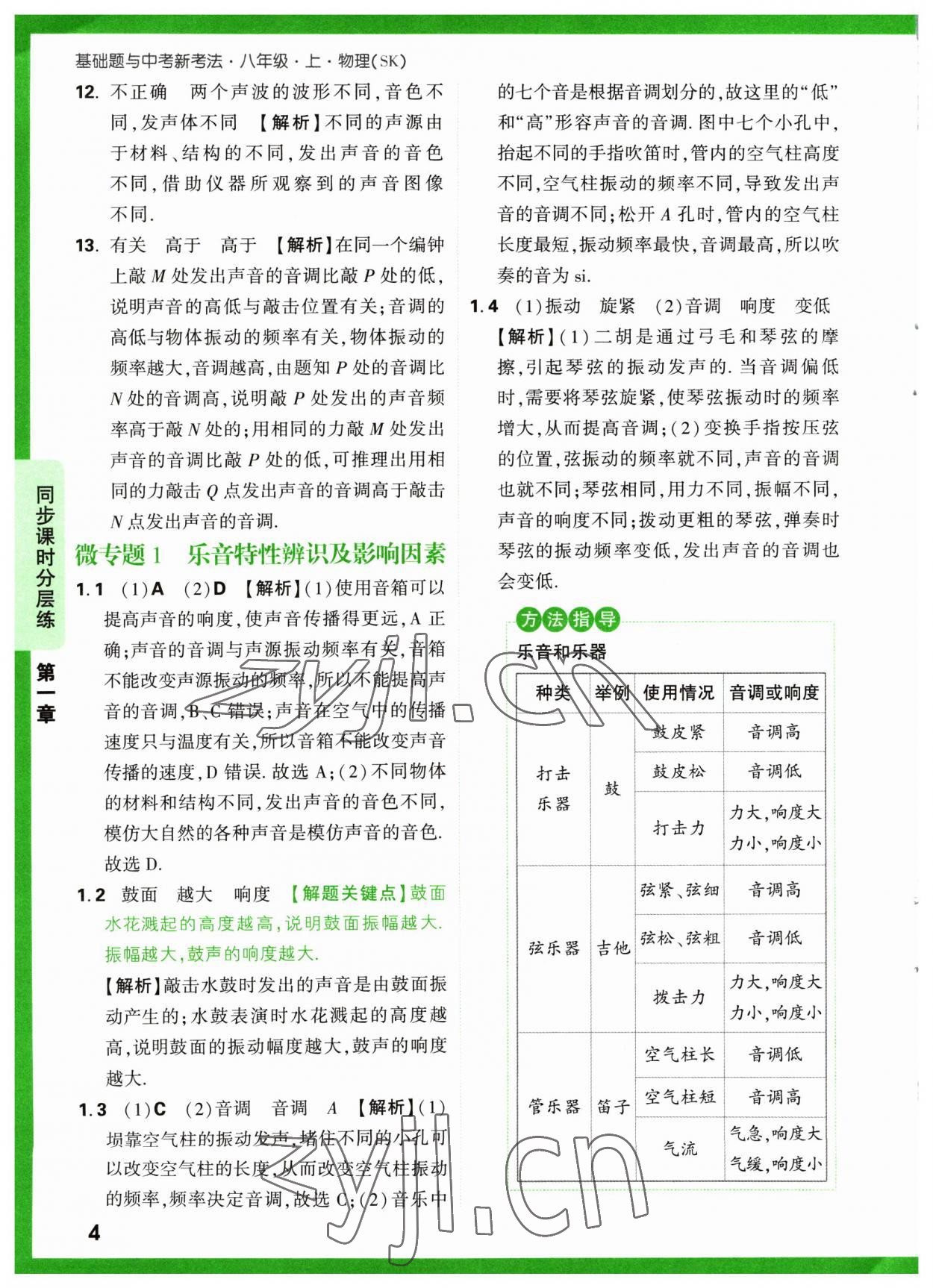 2023年萬唯中考基礎(chǔ)題八年級物理上冊蘇科版 參考答案第4頁