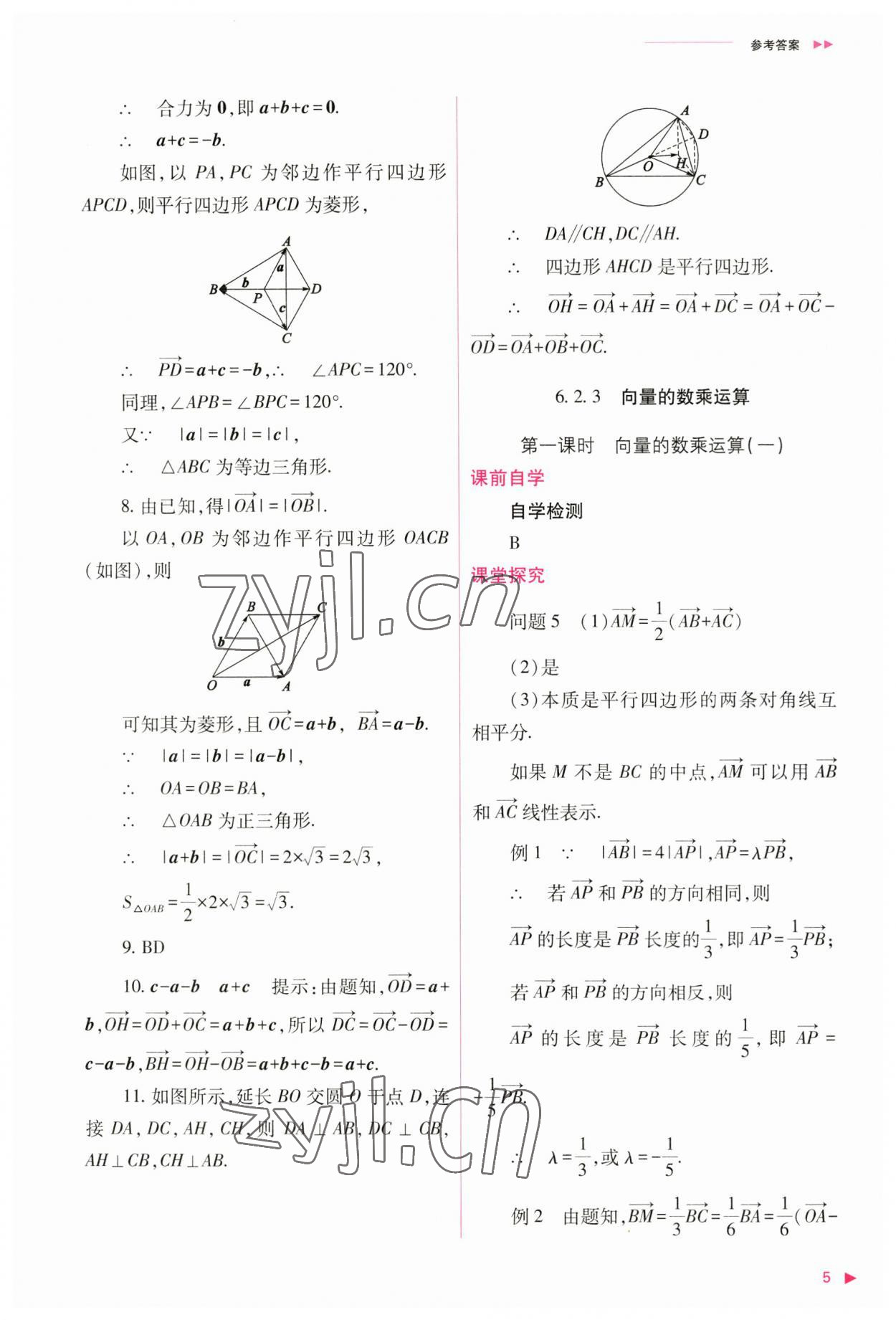 2023年普通高中新課程同步練習(xí)冊(cè)高中數(shù)學(xué)必修第二冊(cè)人教版 參考答案第5頁(yè)