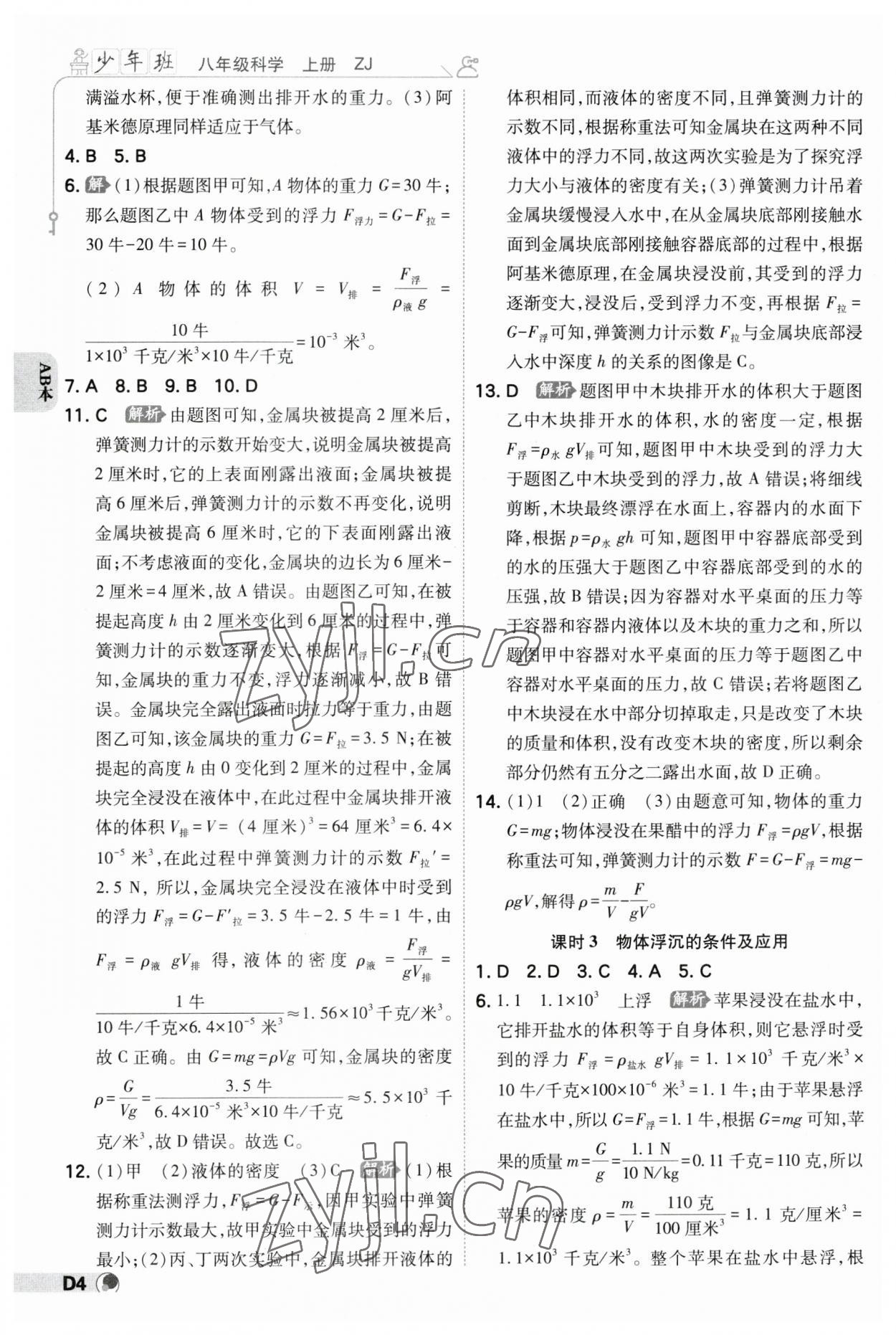 2023年少年班八年級科學上冊浙教版 參考答案第3頁