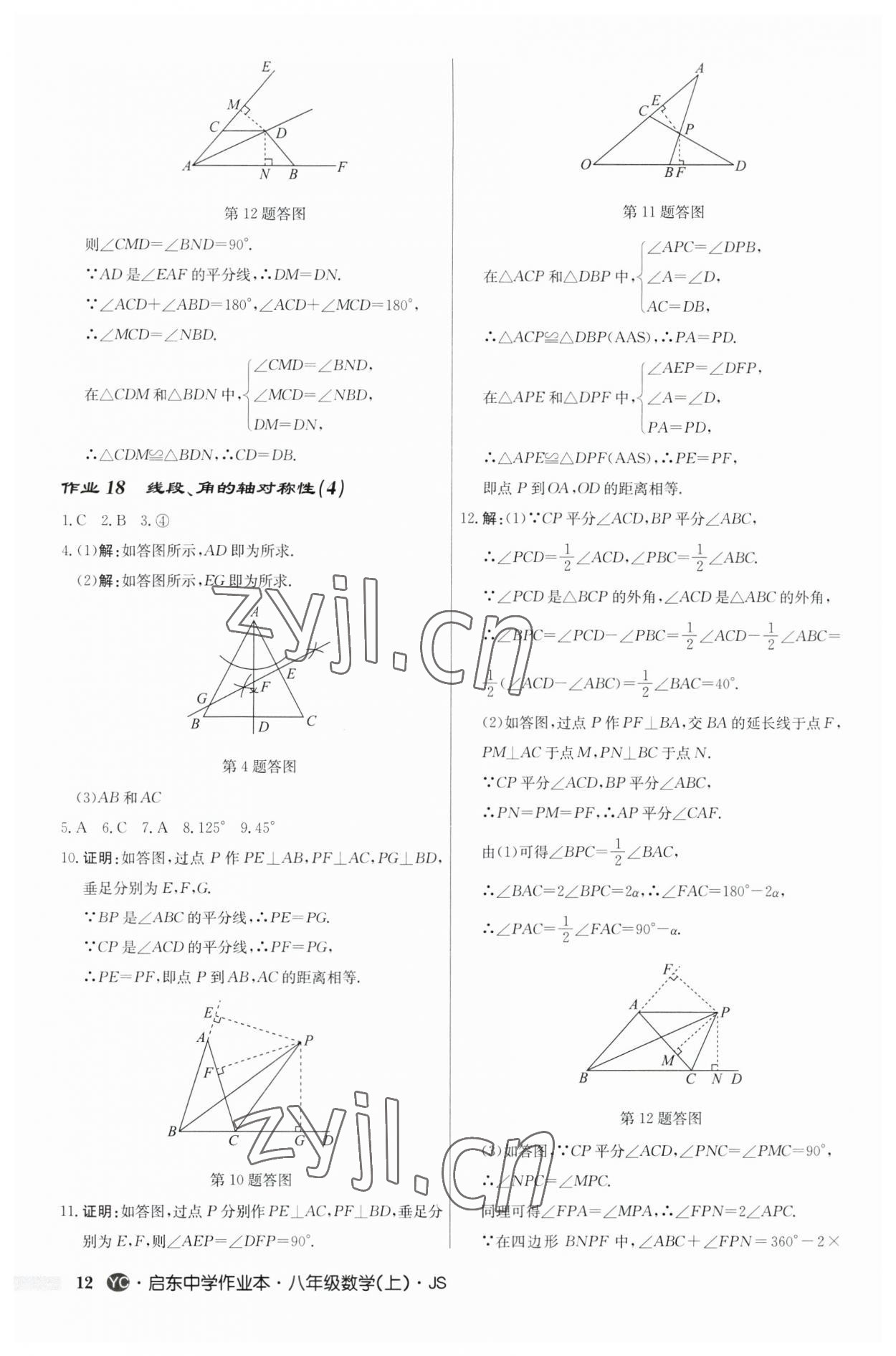 2023年启东中学作业本八年级数学上册苏科版盐城专版 第12页