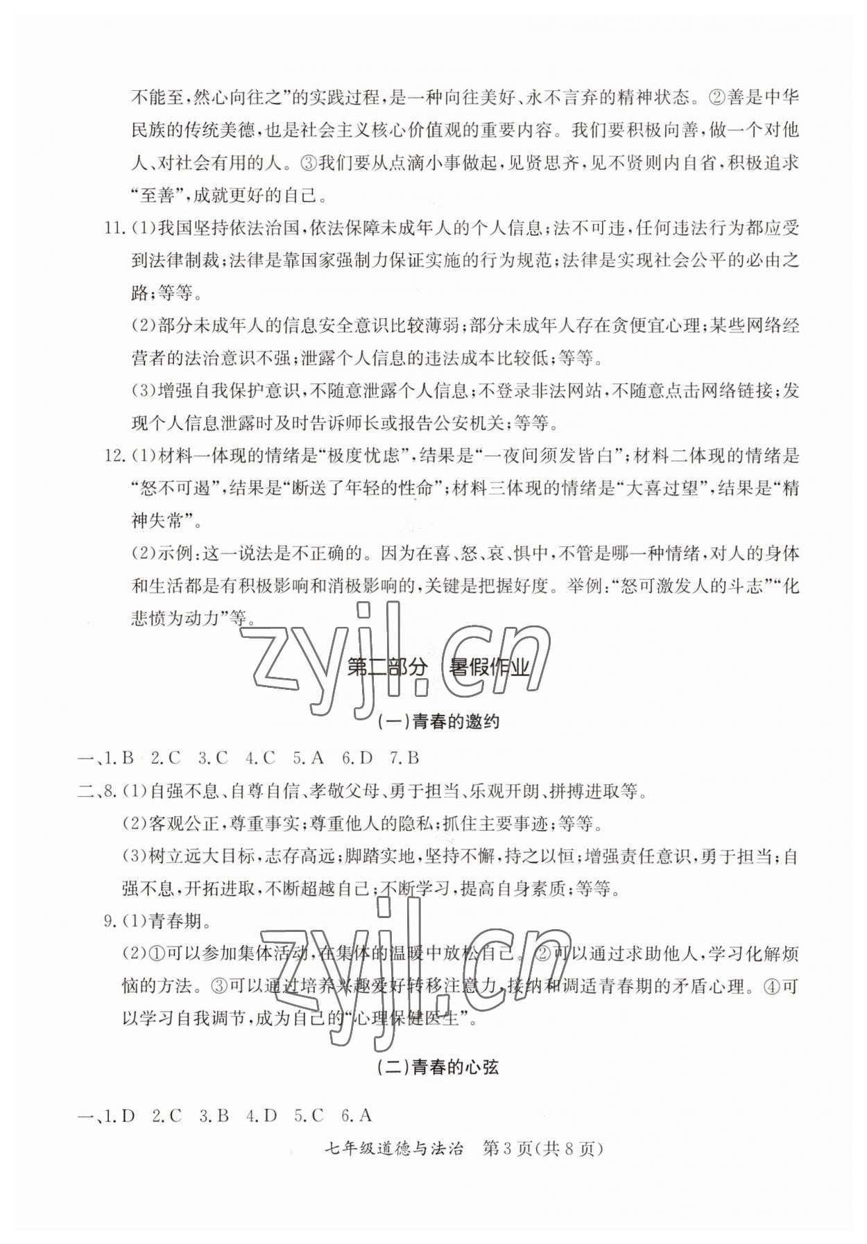 2023年暑假作業(yè)延邊教育出版社七年級合訂本A版河南專版 第3頁