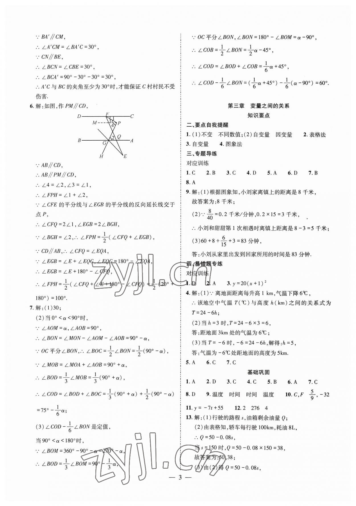 2023年點(diǎn)對(duì)點(diǎn)期末復(fù)習(xí)及智勝暑假七年級(jí)數(shù)學(xué)北師大版 參考答案第3頁