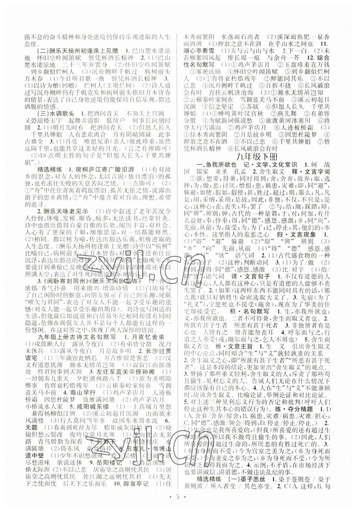 2023年初中課內外古詩文閱讀特訓加名著閱讀九年級全一冊 第5頁