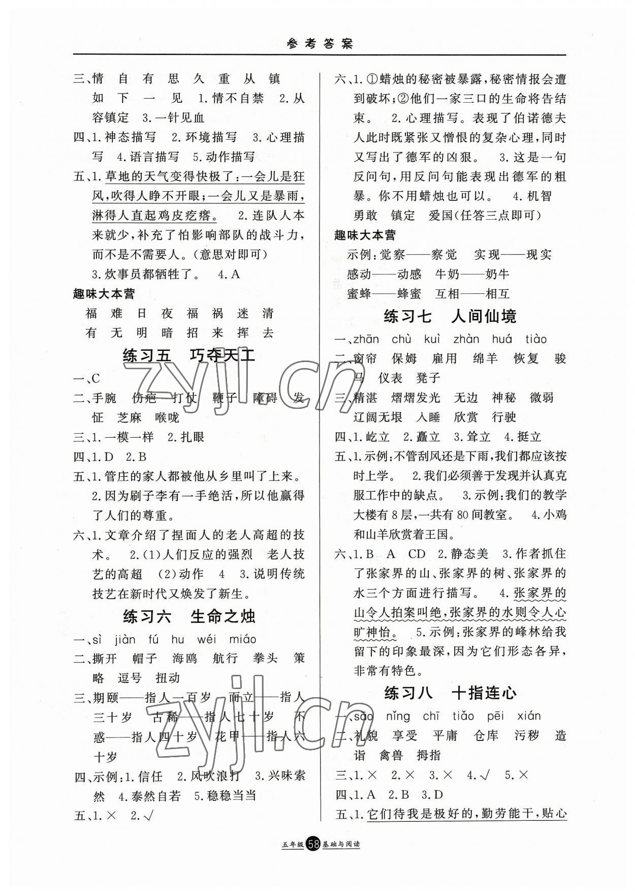 2023年假期生活方圆电子音像出版社五年级语文 第2页