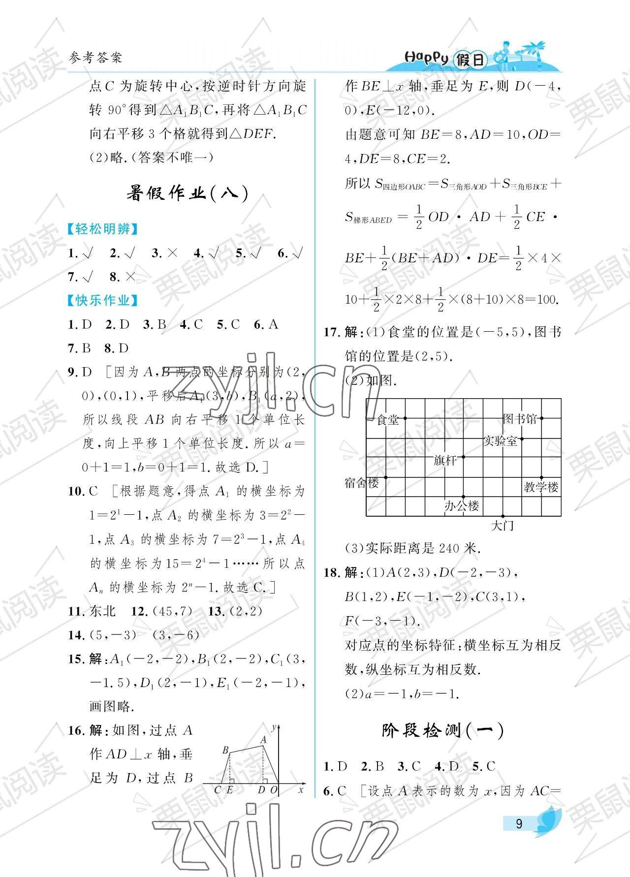 2023年暑假Happy假日七年级数学人教版 参考答案第9页