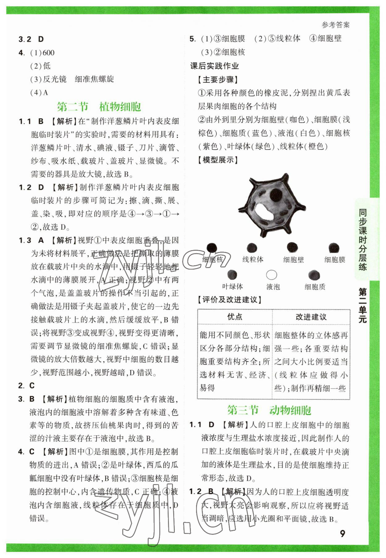 2023年萬唯中考基礎(chǔ)題七年級(jí)生物上冊(cè)人教版 第9頁