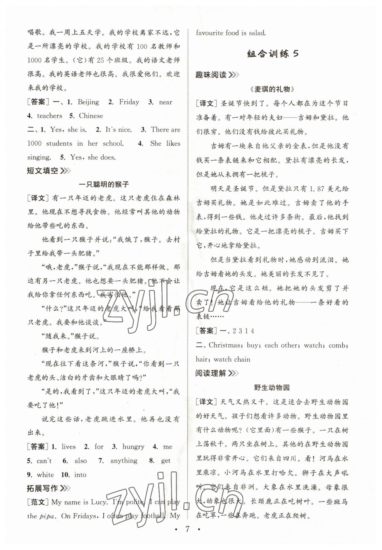 2023年通城學(xué)典小學(xué)英語(yǔ)閱讀組合訓(xùn)練五年級(jí)上冊(cè)通用版 第7頁(yè)