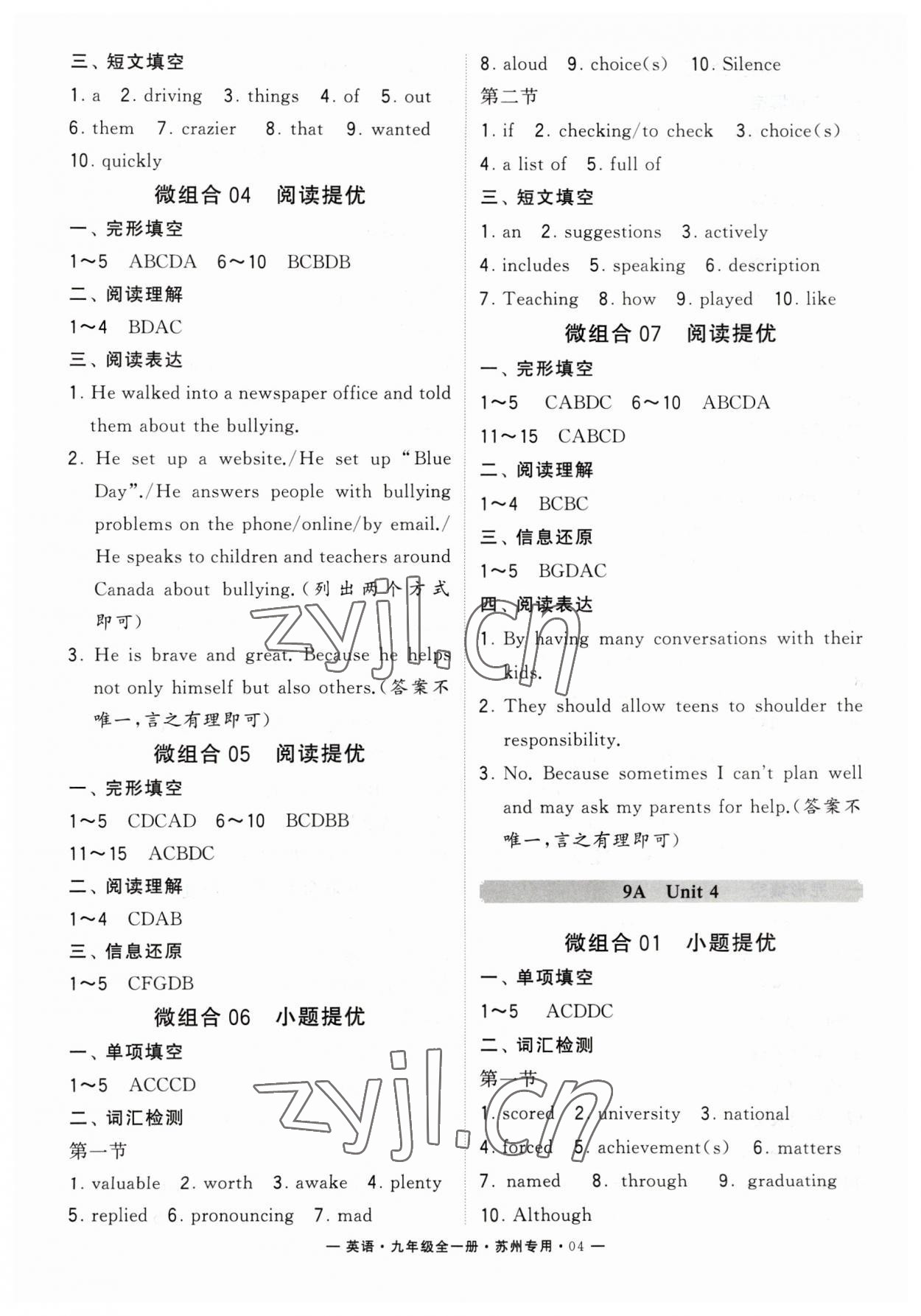 2023年學(xué)霸組合訓(xùn)練九年級(jí)英語(yǔ)全一冊(cè)譯林版蘇州專用 第4頁(yè)