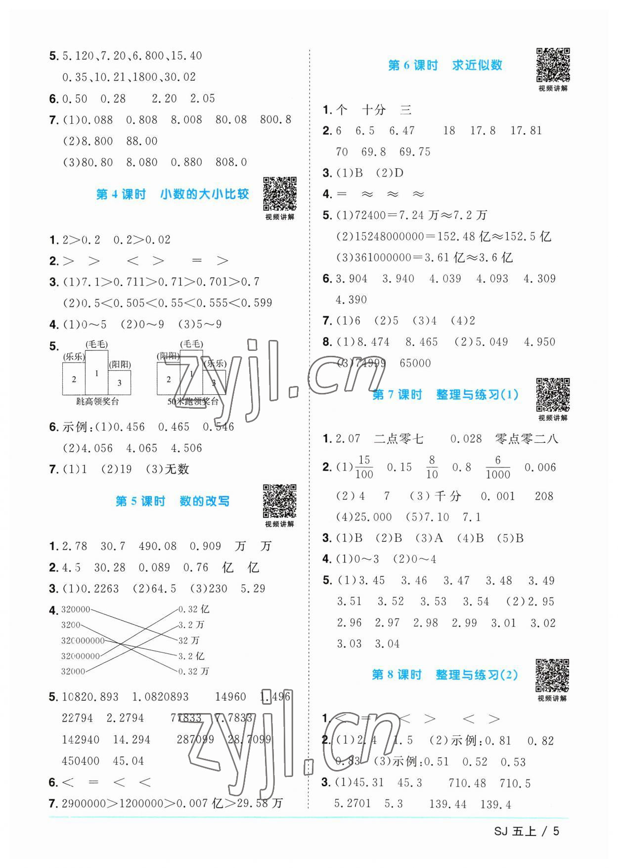 2023年陽光同學(xué)課時優(yōu)化作業(yè)五年級數(shù)學(xué)上冊蘇教版 第5頁