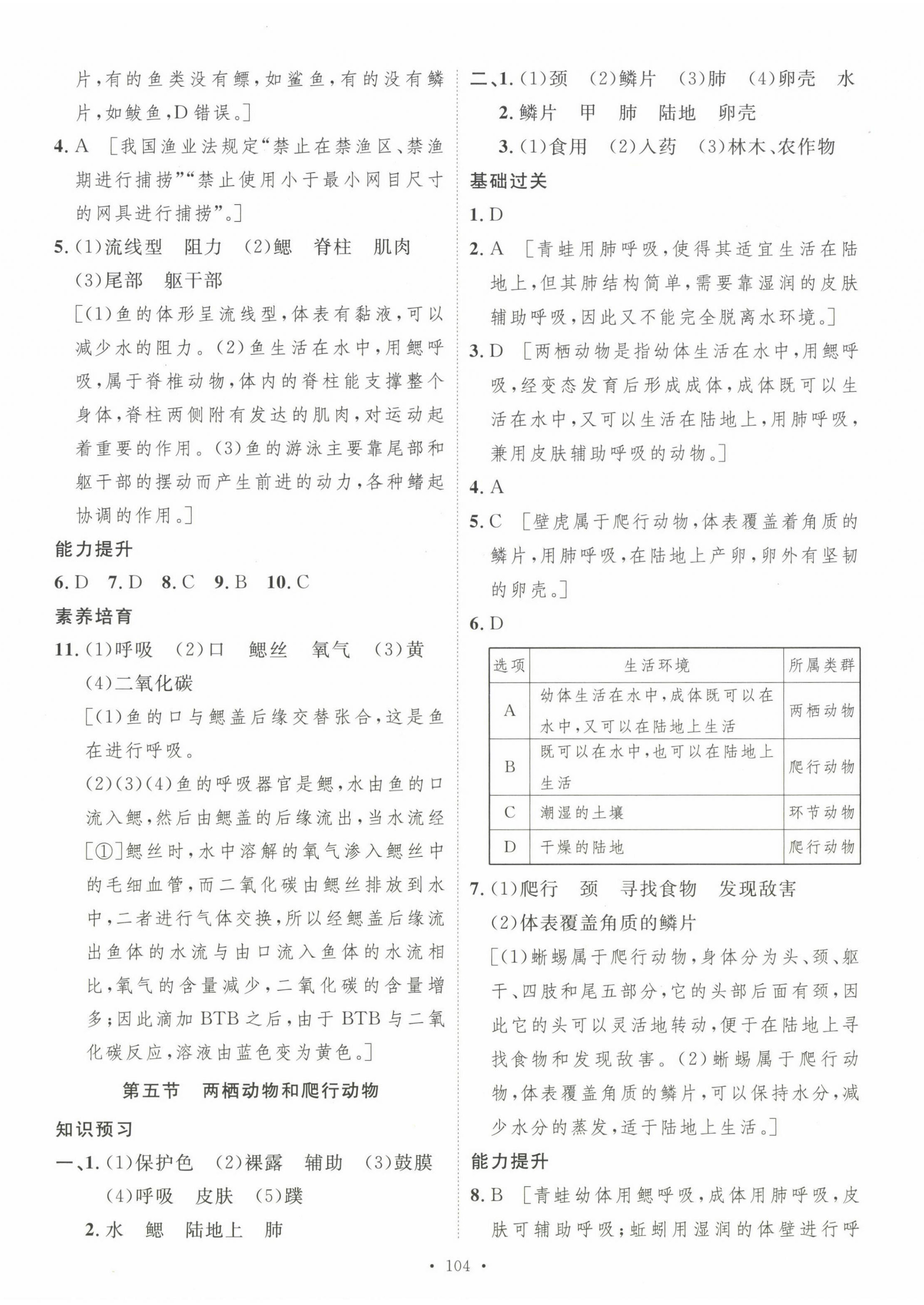 2023年思路教練同步課時作業(yè)八年級生物上冊人教版 參考答案第4頁