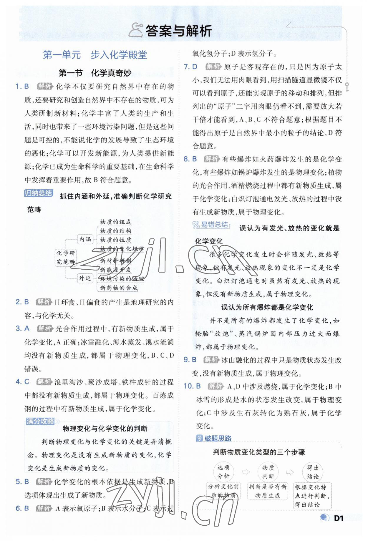 2023年少年班九年級化學(xué)上冊魯教版 參考答案第1頁