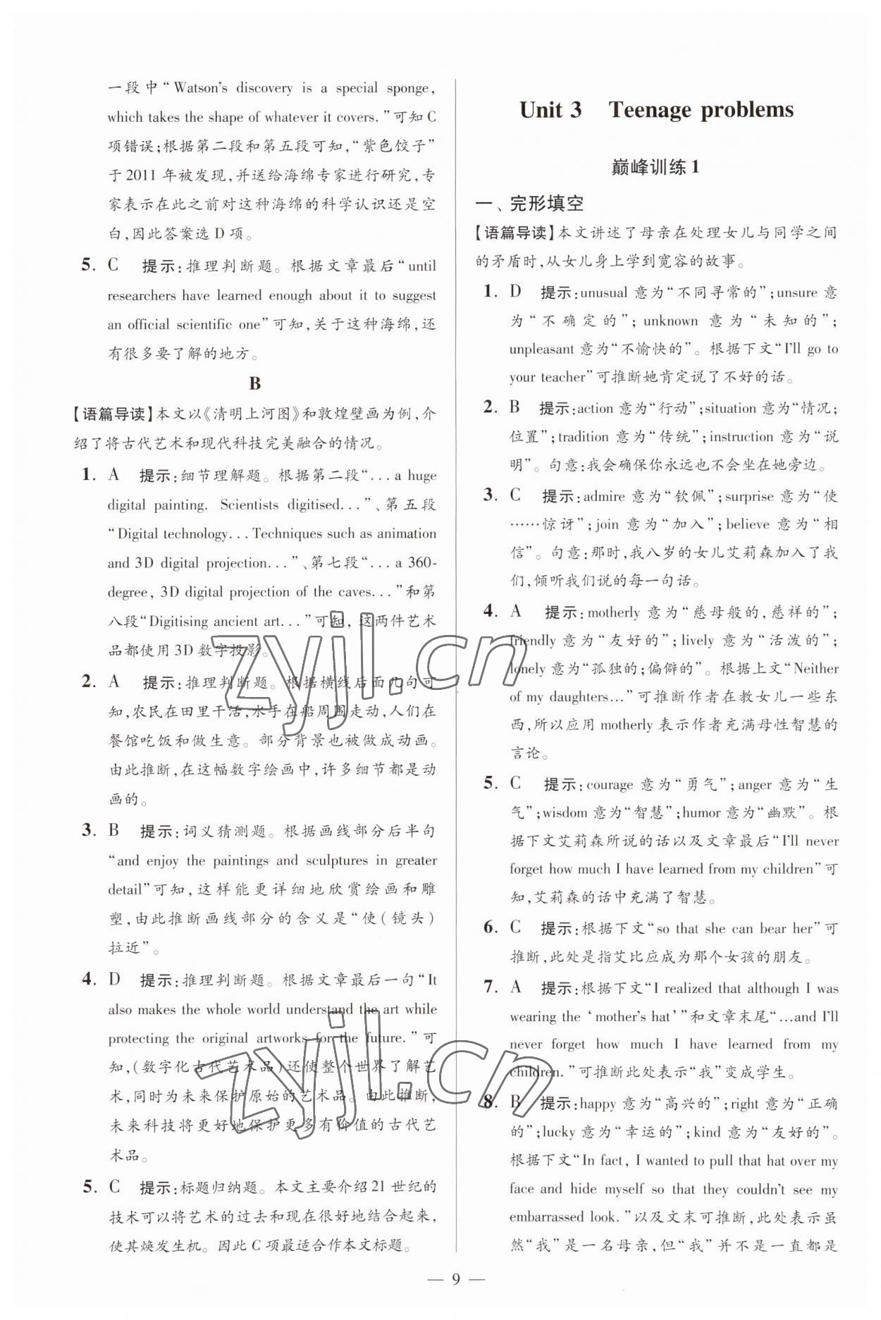 2023年小題狂做九年級(jí)英語上冊(cè)譯林版巔峰版 第9頁