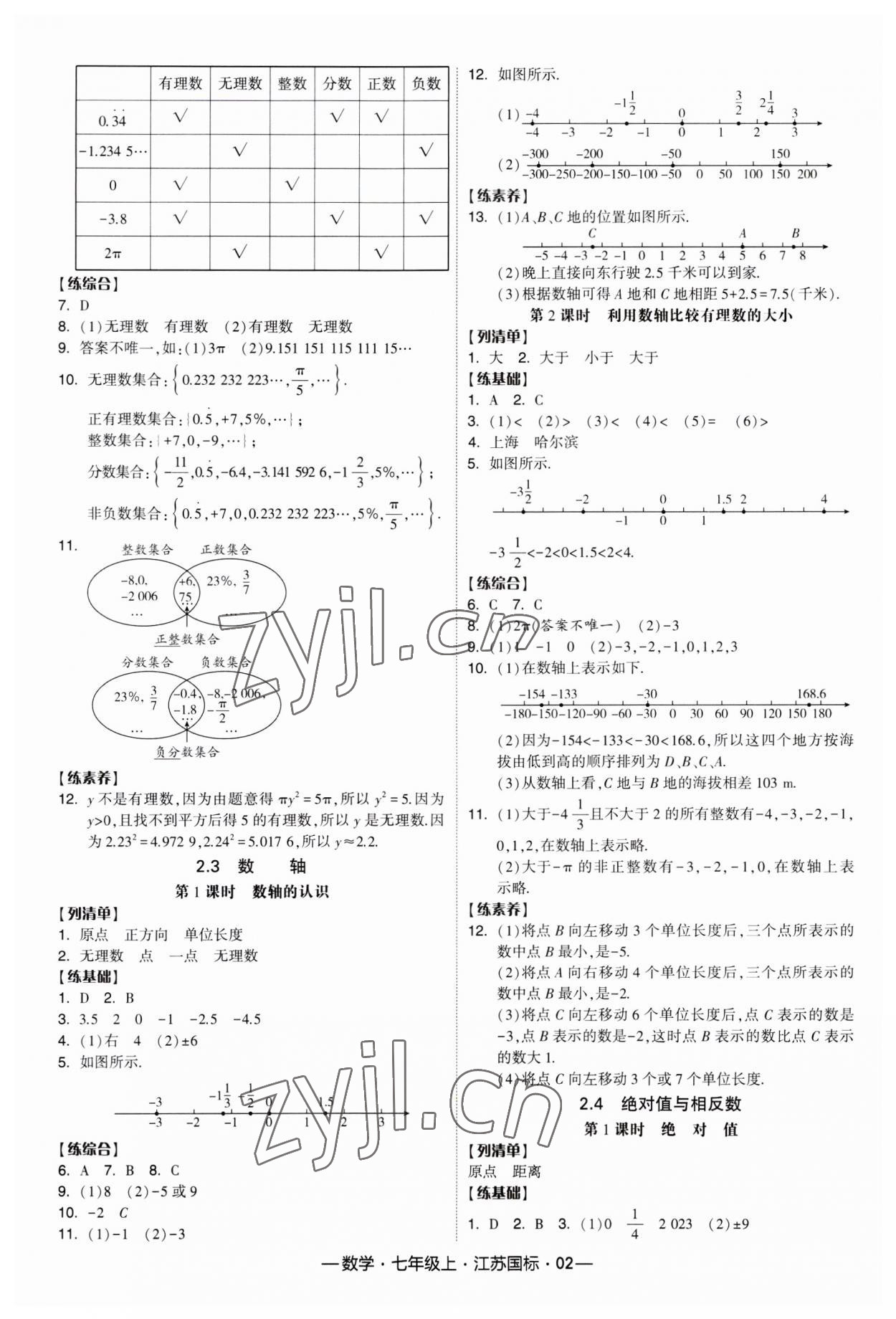 2023年經(jīng)綸學(xué)典課時作業(yè)七年級數(shù)學(xué)上冊江蘇國標(biāo) 第2頁