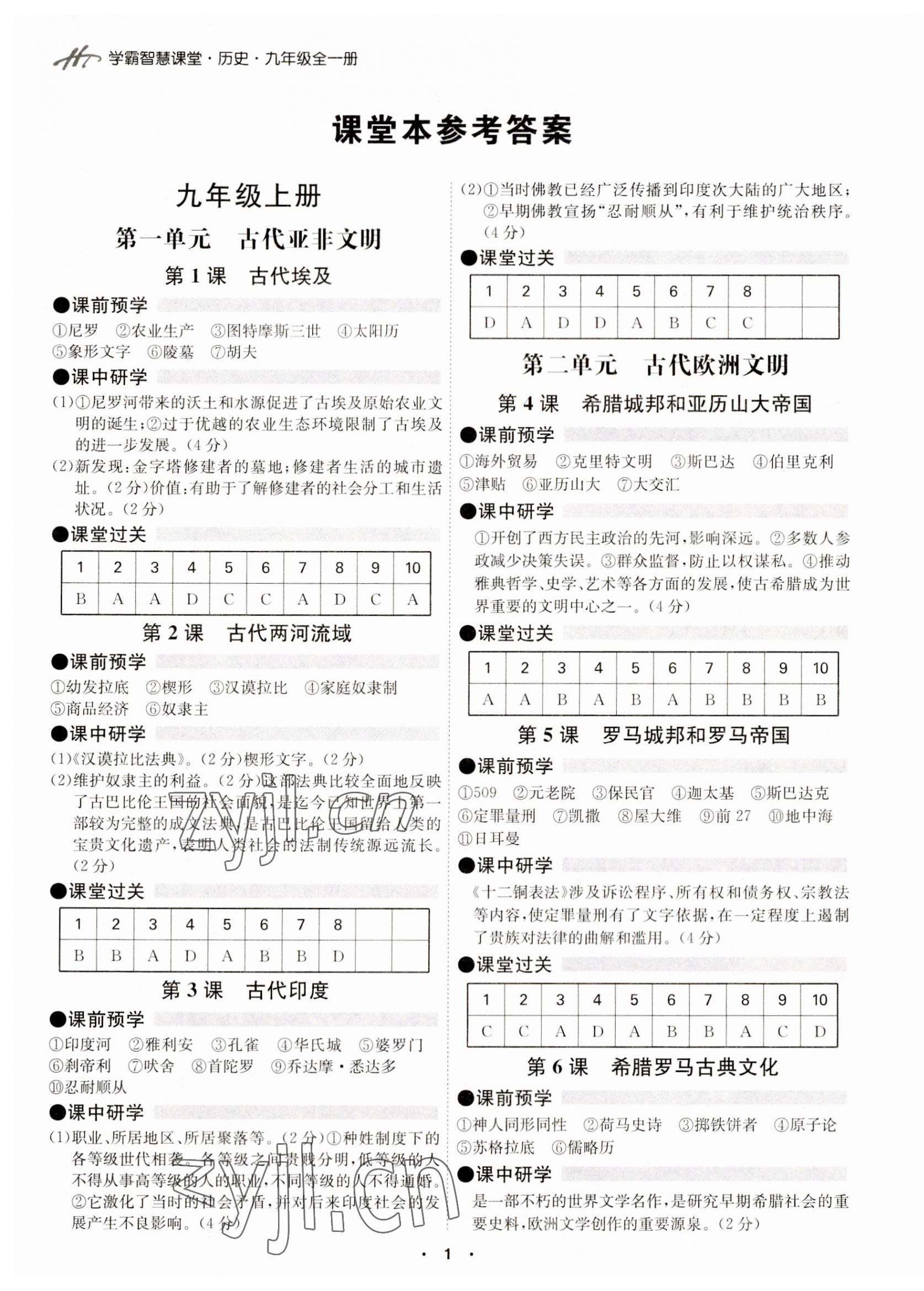 2023年學(xué)霸智慧課堂九年級(jí)歷史全一冊(cè)人教版 第1頁(yè)