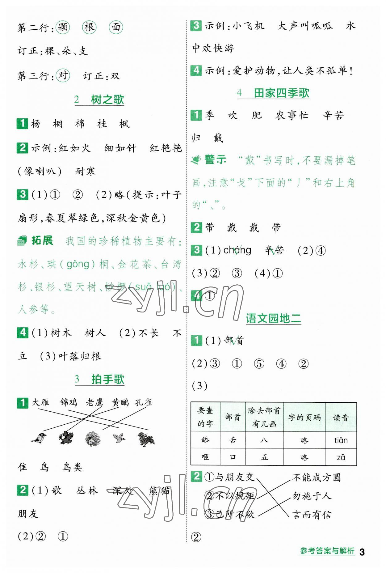 2023年一遍過(guò)二年級(jí)語(yǔ)文上冊(cè)人教版 參考答案第3頁(yè)