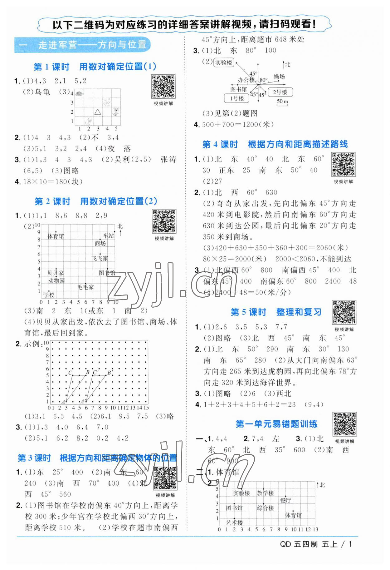 2023年阳光同学课时优化作业五年级数学上册青岛版五四制 第1页