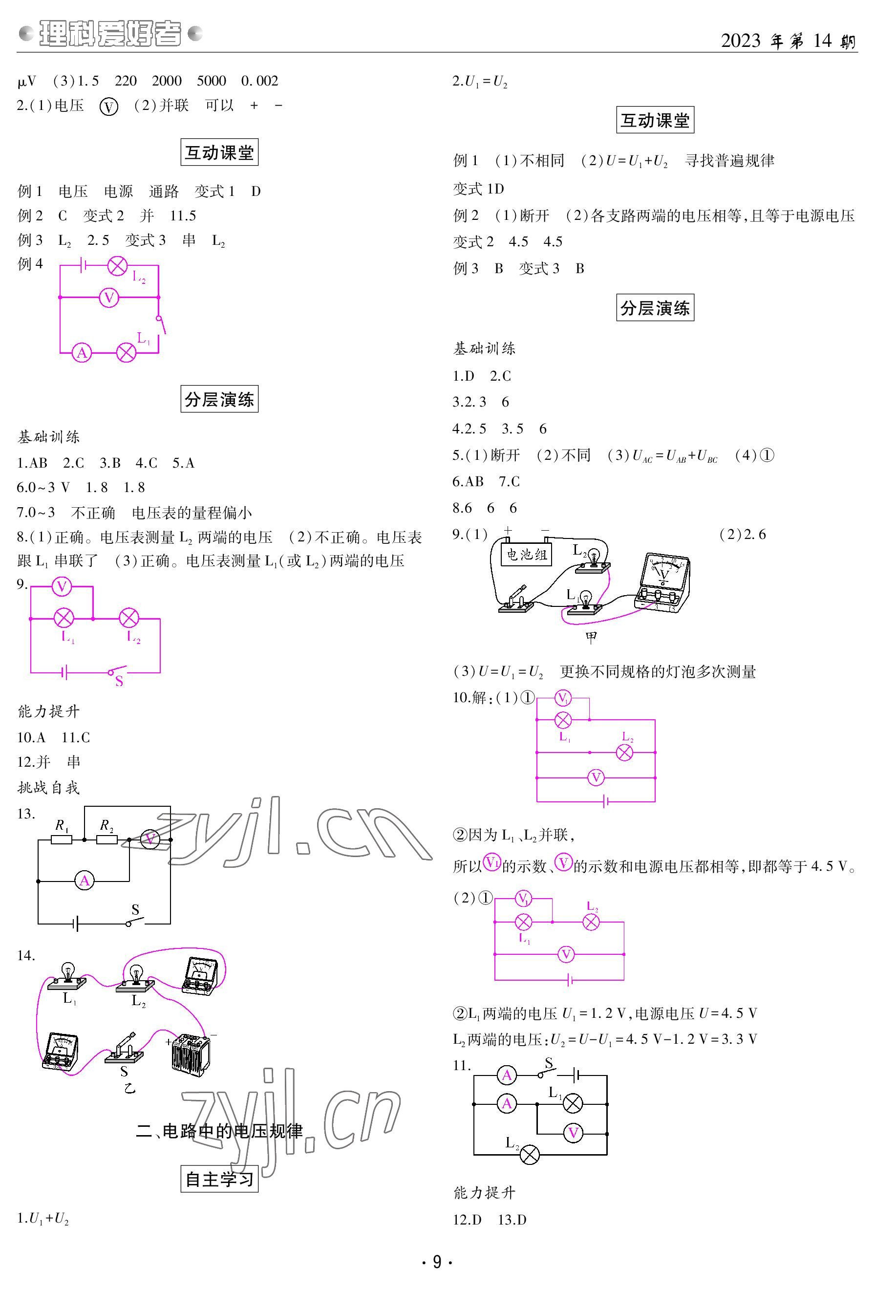 2023年理科愛好者九年級物理全一冊教科版 參考答案第8頁