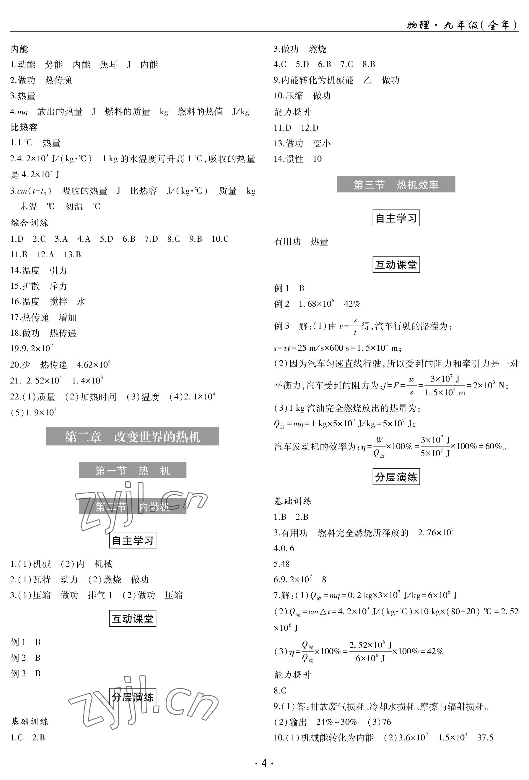 2023年理科愛好者九年級物理全一冊教科版 參考答案第3頁