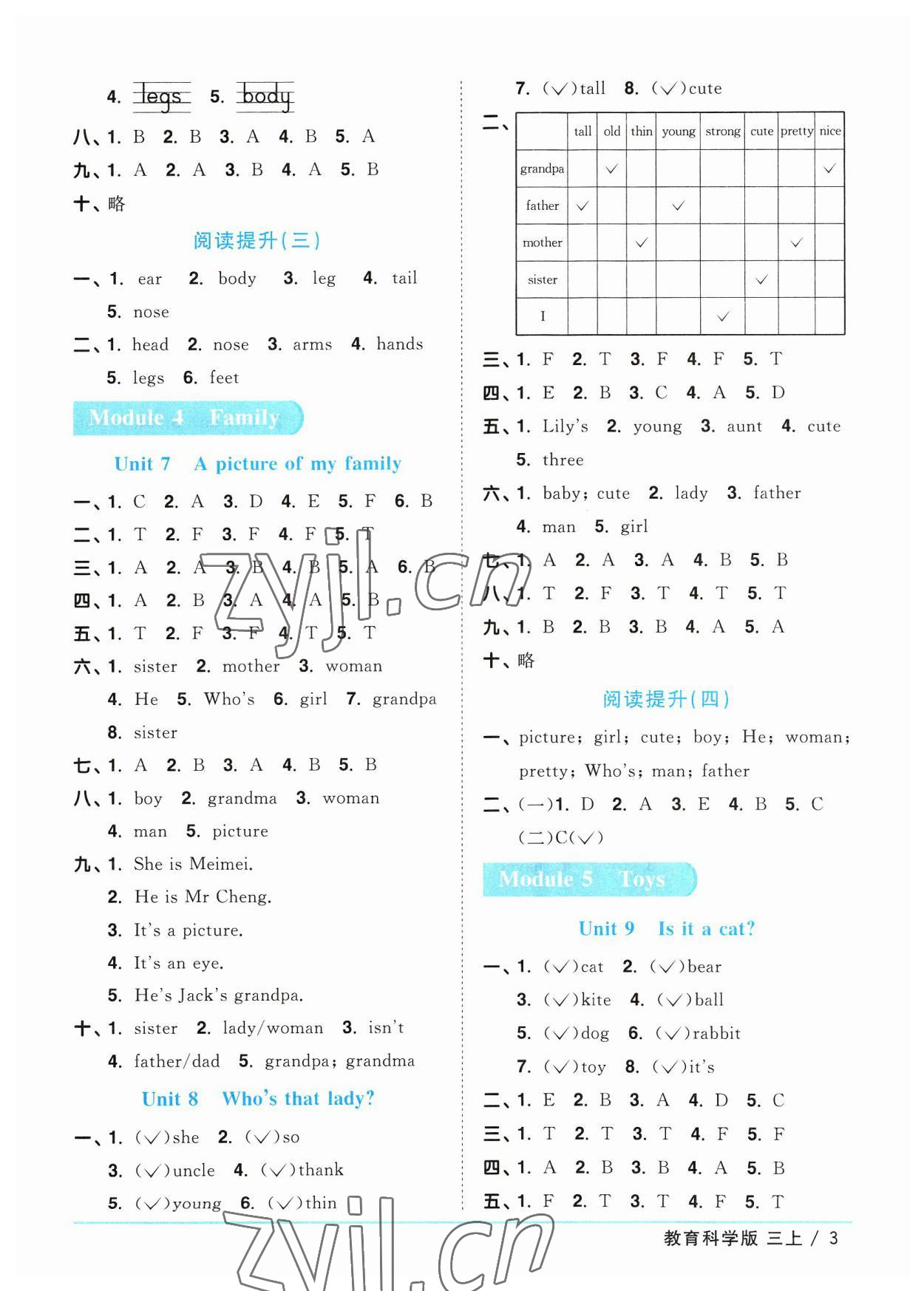 2023年陽光同學(xué)課時優(yōu)化作業(yè)三年級英語上冊教科版廣州專版 參考答案第3頁