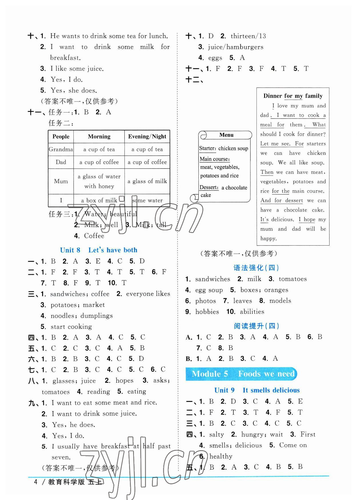 2023年陽光同學(xué)課時優(yōu)化作業(yè)五年級英語上冊教科版廣州專版 參考答案第4頁