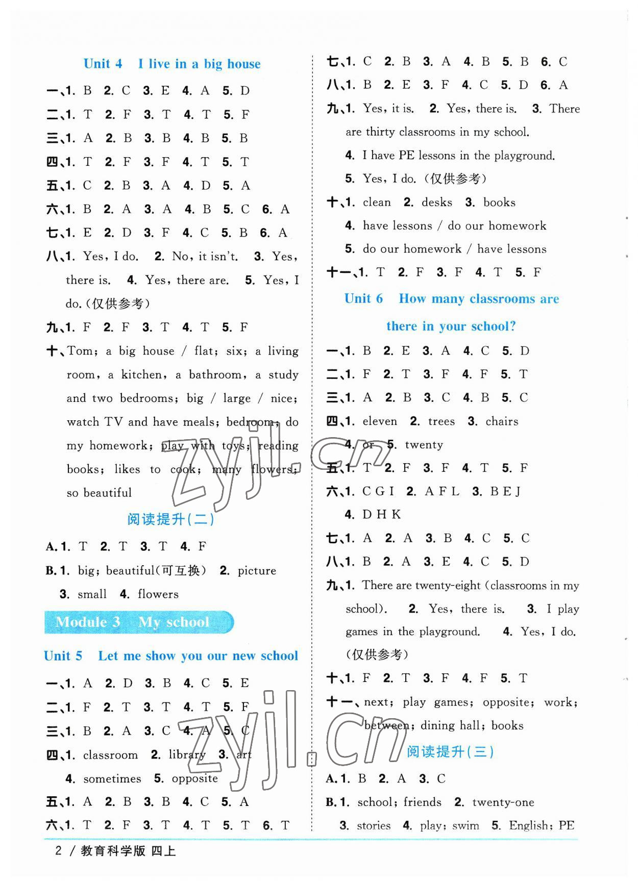 2023年陽(yáng)光同學(xué)課時(shí)優(yōu)化作業(yè)四年級(jí)英語(yǔ)上冊(cè)教科版廣州專版 參考答案第2頁(yè)