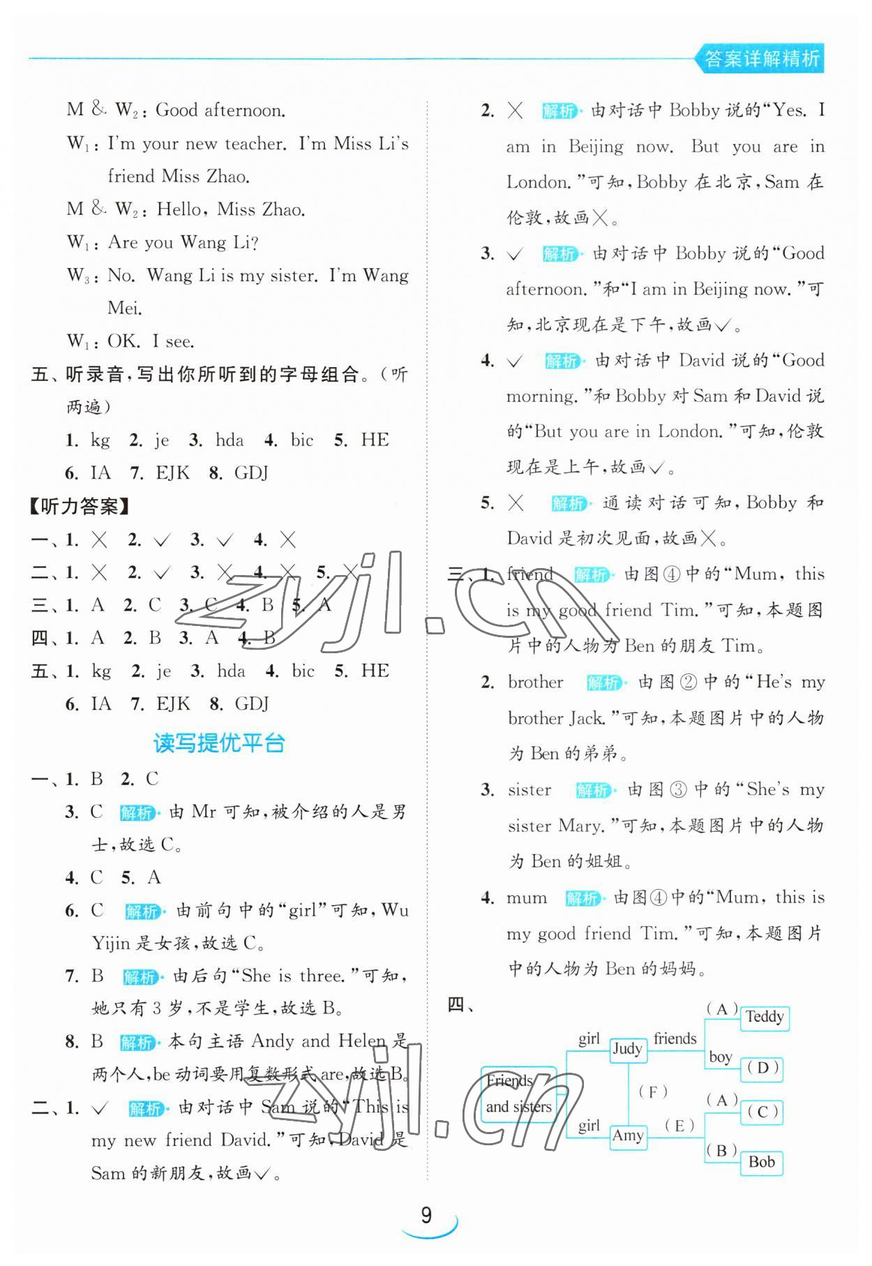 2023年亮點(diǎn)給力提優(yōu)班三年級(jí)英語上冊譯林版 第9頁