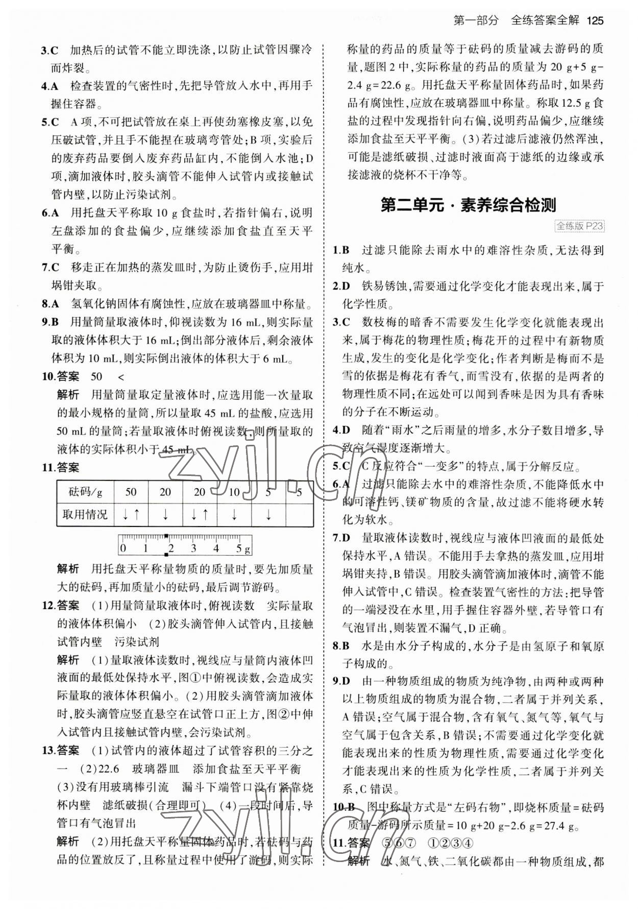 2023年5年中考3年模擬八年級化學全一冊魯教版山東專版54制 第7頁