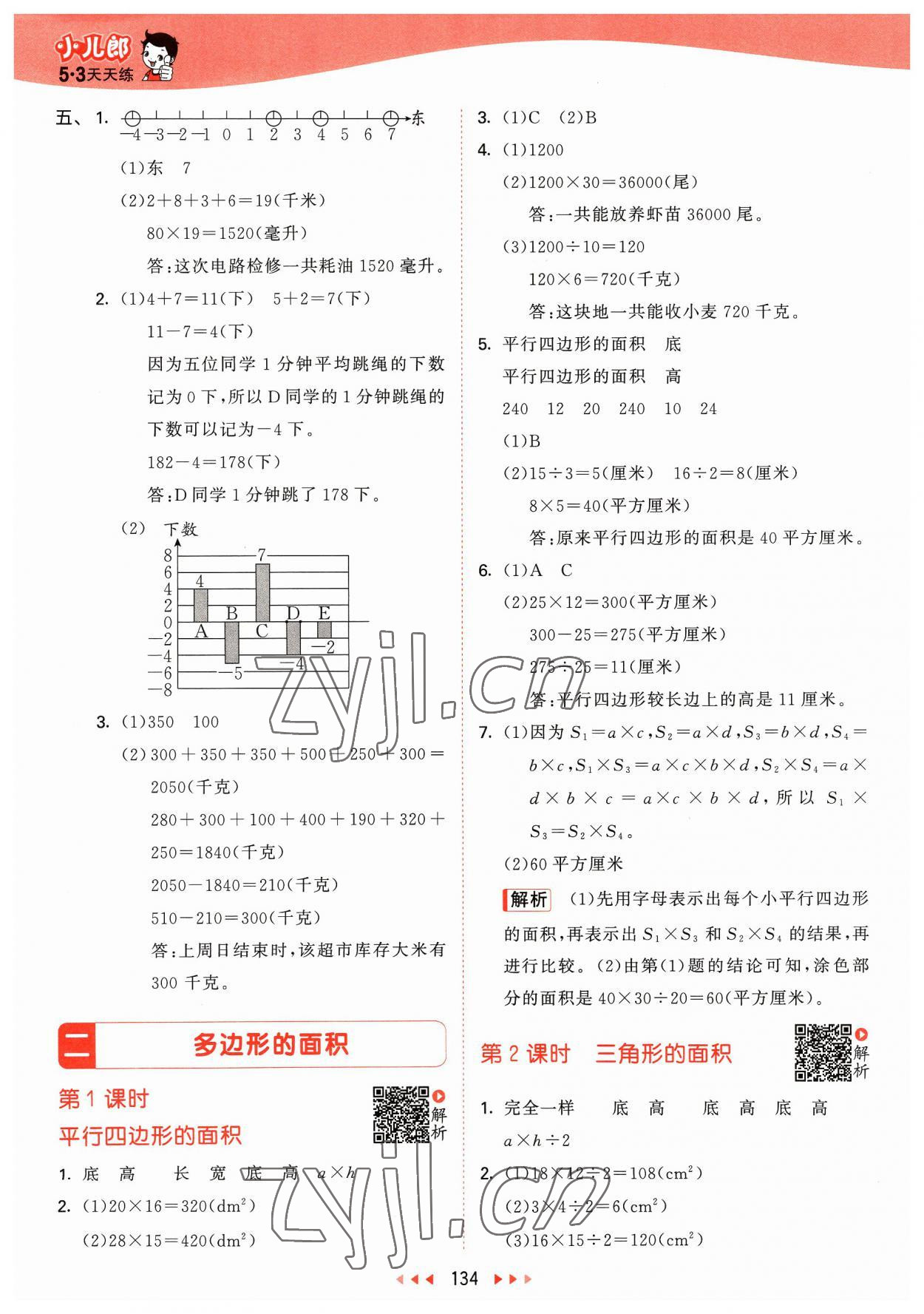 2023年53天天練五年級(jí)數(shù)學(xué)上冊(cè)蘇教版 參考答案第2頁