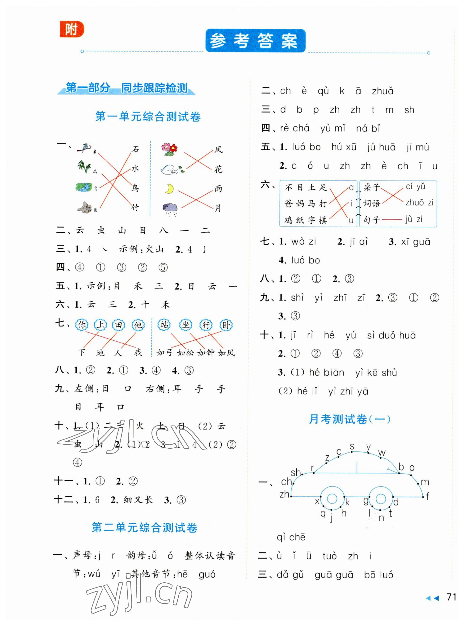 2023年同步跟蹤全程檢測(cè)一年級(jí)語(yǔ)文上冊(cè)人教版 第1頁(yè)