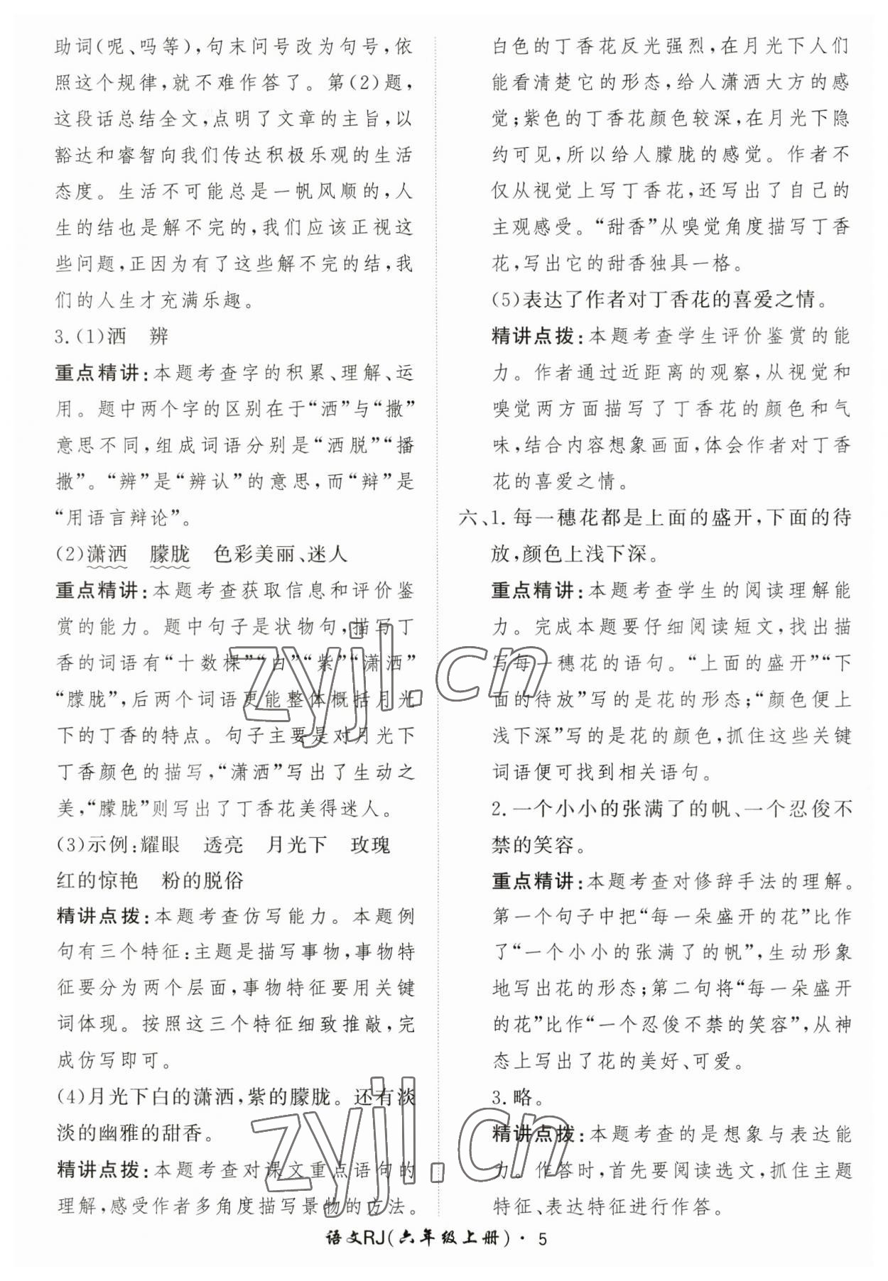 2023年黃岡360定制課時(shí)六年級(jí)語(yǔ)文上冊(cè)人教版 第5頁(yè)