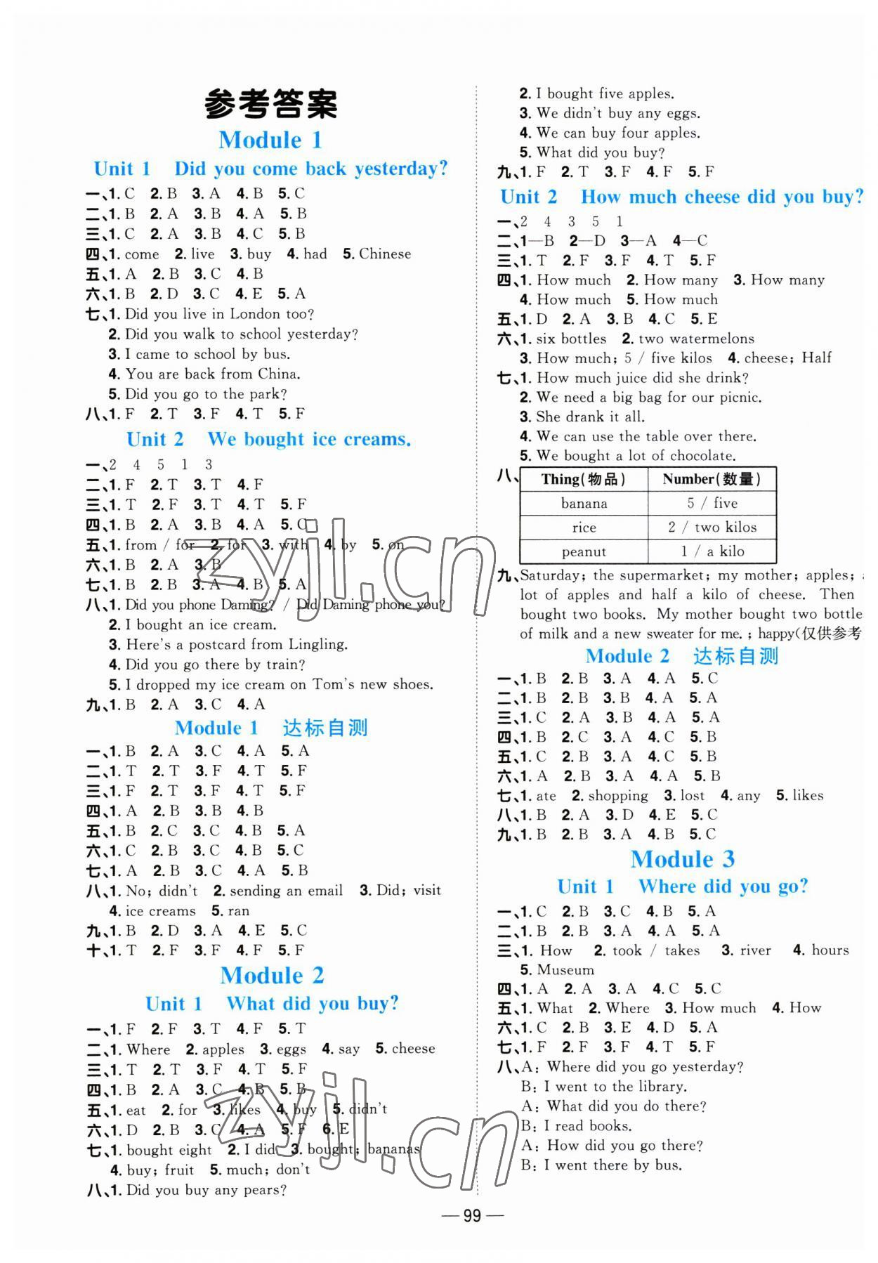 2023年陽光同學(xué)課時優(yōu)化作業(yè)五年級英語上冊外研版 第1頁