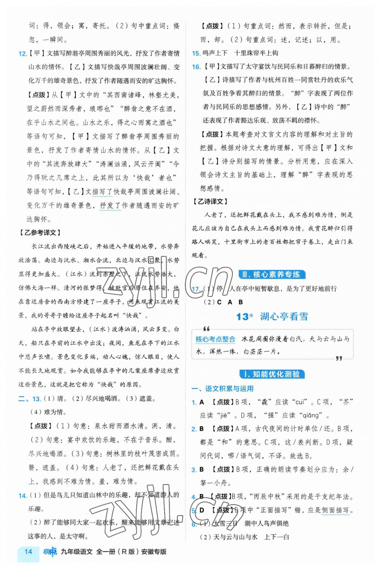 2023年綜合應(yīng)用創(chuàng)新題典中點(diǎn)九年級(jí)語文上冊(cè)人教版安徽專版 第14頁