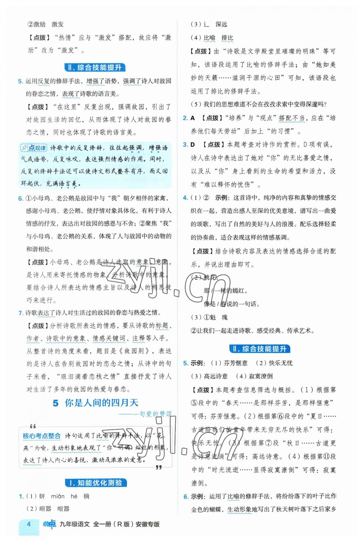 2023年綜合應用創(chuàng)新題典中點九年級語文上冊人教版安徽專版 第4頁