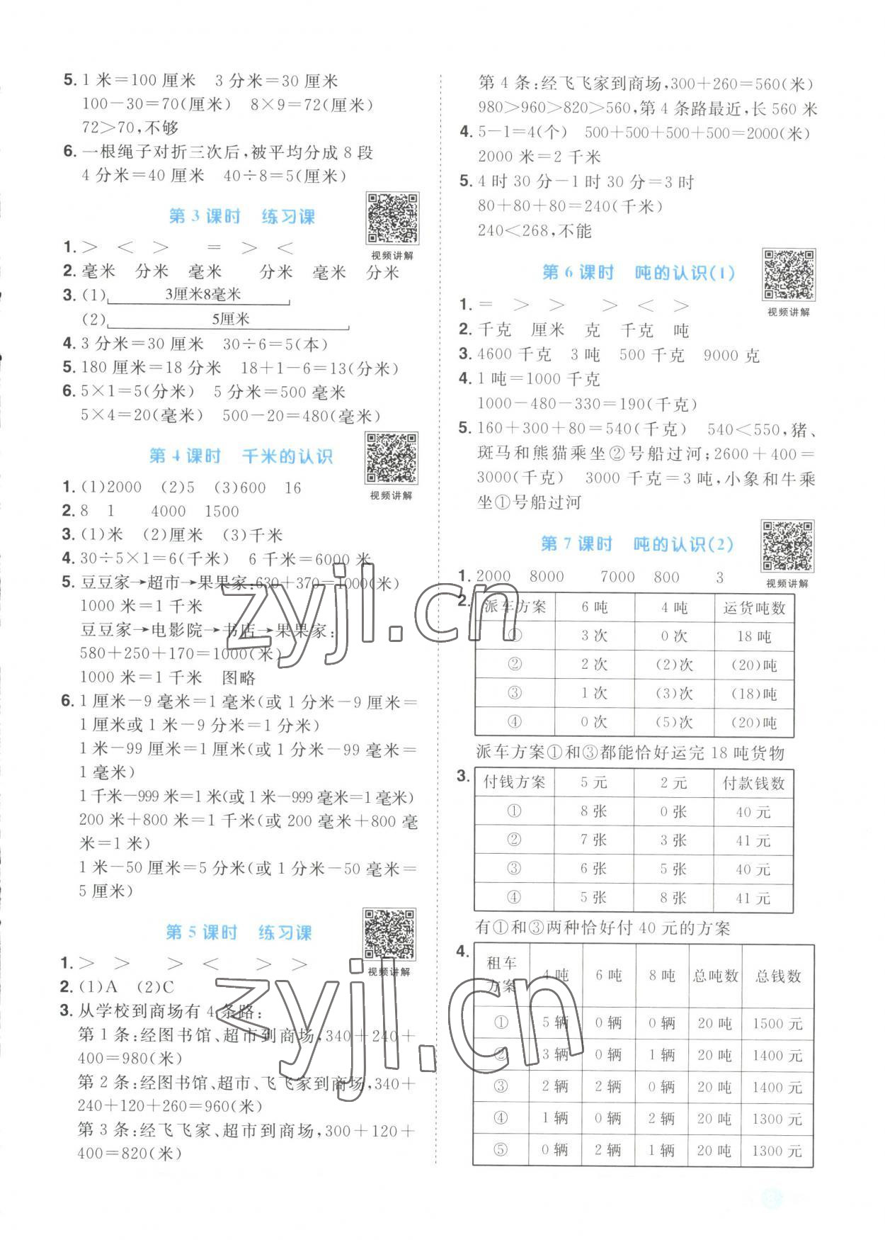 2023年阳光同学课时优化作业三年级数学上册人教版菏泽专版 第3页