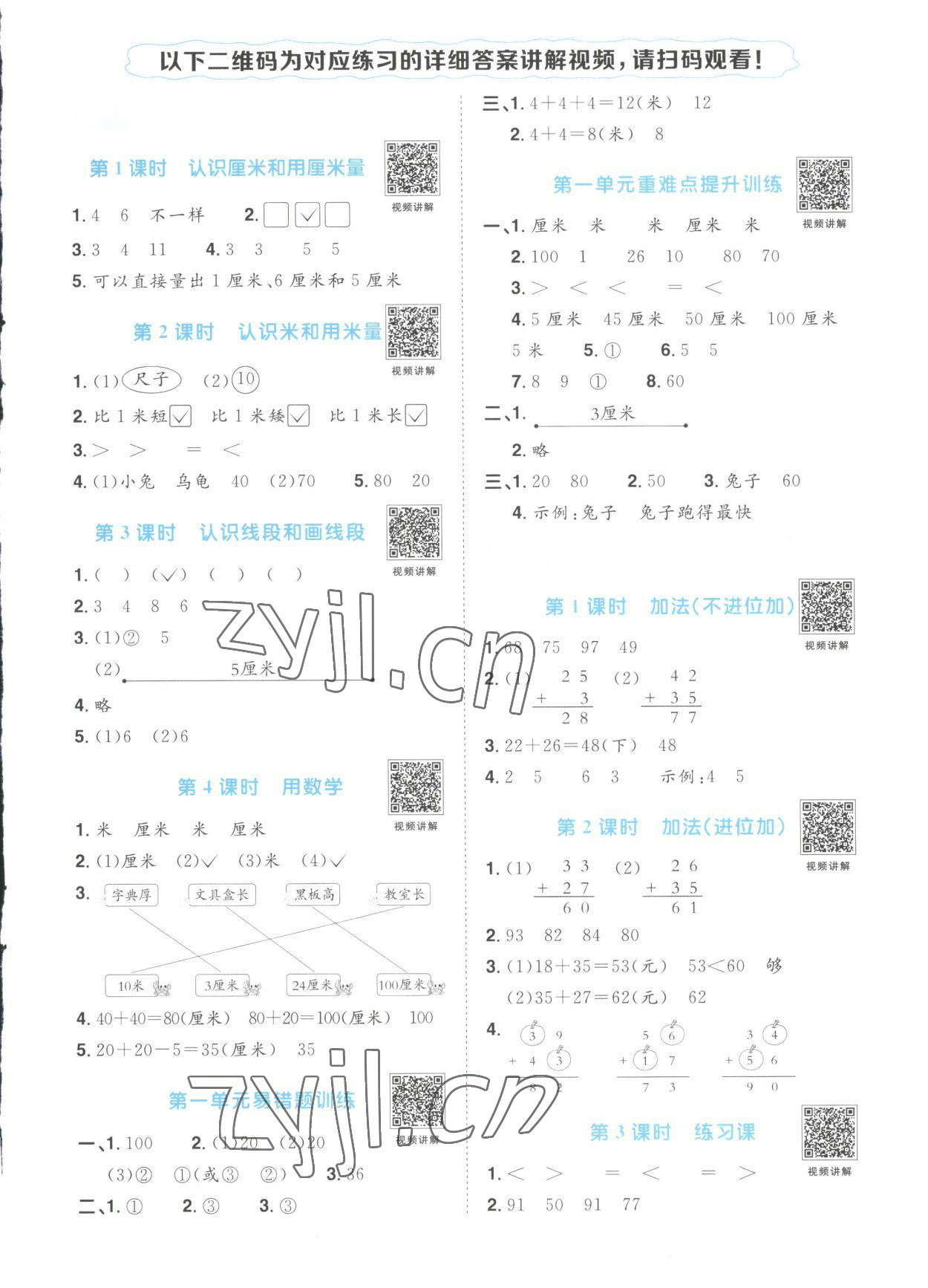 2023年陽光同學課時優(yōu)化作業(yè)二年級數(shù)學上冊人教版菏澤專版 第1頁