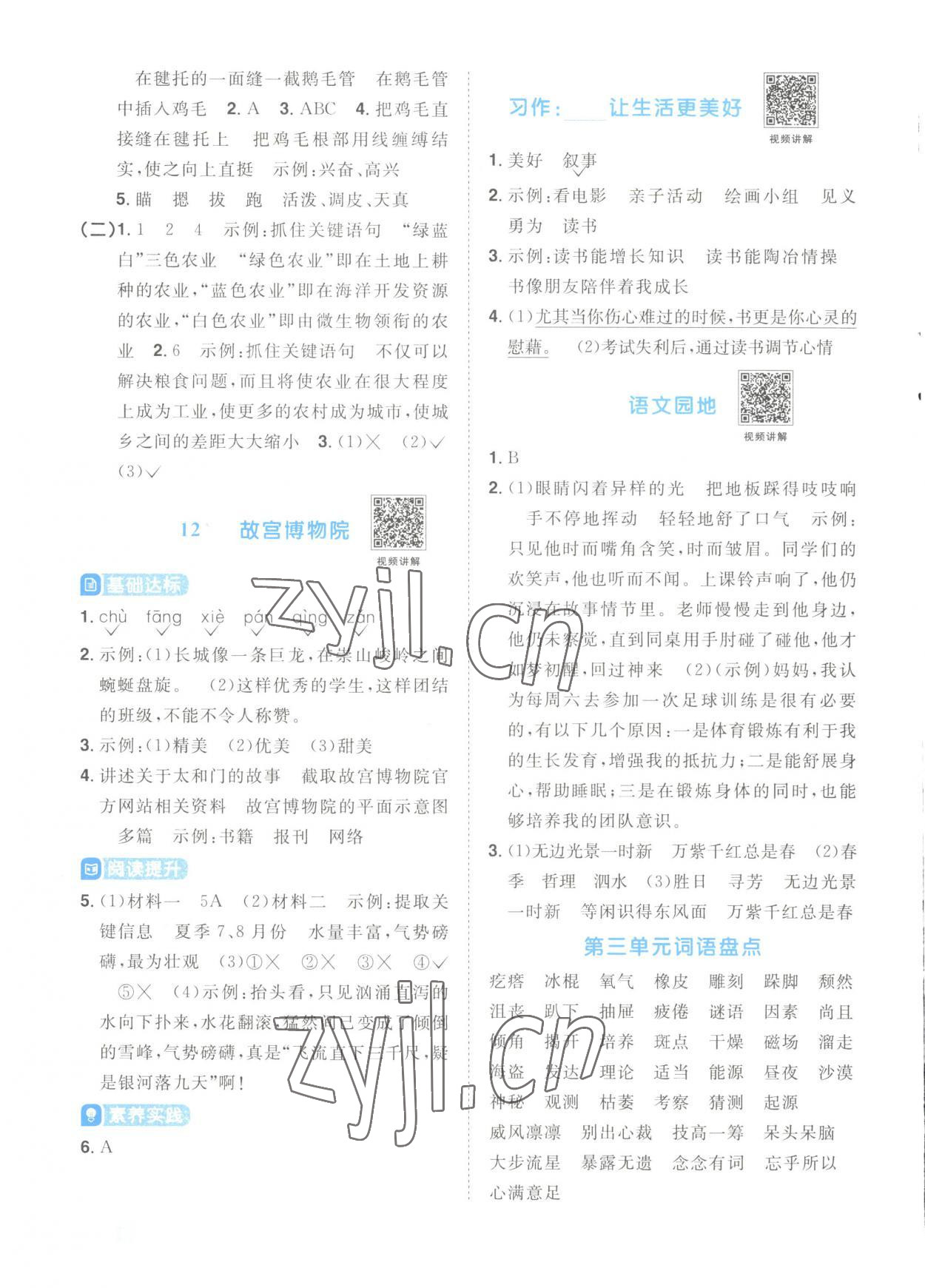 2023年陽光同學(xué)課時(shí)優(yōu)化作業(yè)六年級語文上冊人教版菏澤專版 參考答案第8頁