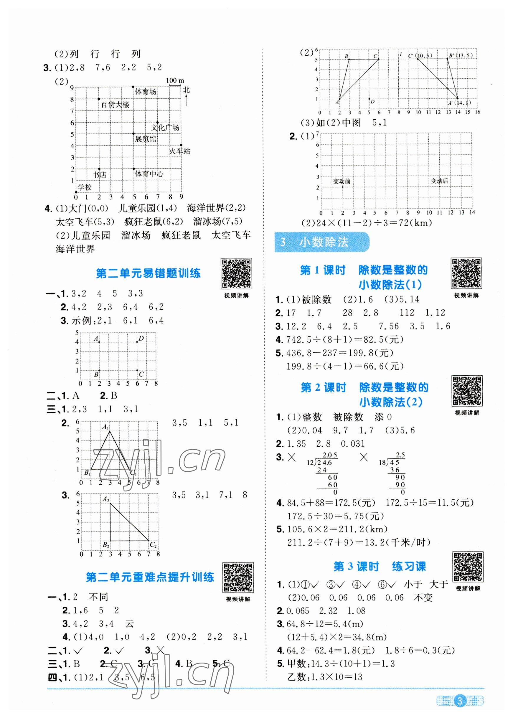 2023年陽光同學(xué)課時(shí)優(yōu)化作業(yè)五年級(jí)數(shù)學(xué)上冊(cè)人教版菏澤專版 參考答案第3頁