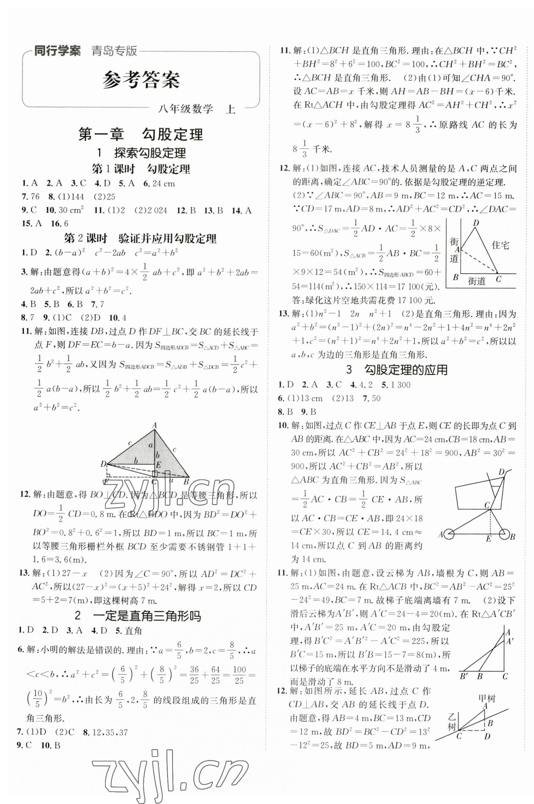 2023年同行學(xué)案學(xué)練測(cè)八年級(jí)數(shù)學(xué)上冊(cè)北師大版青島專版 第1頁(yè)