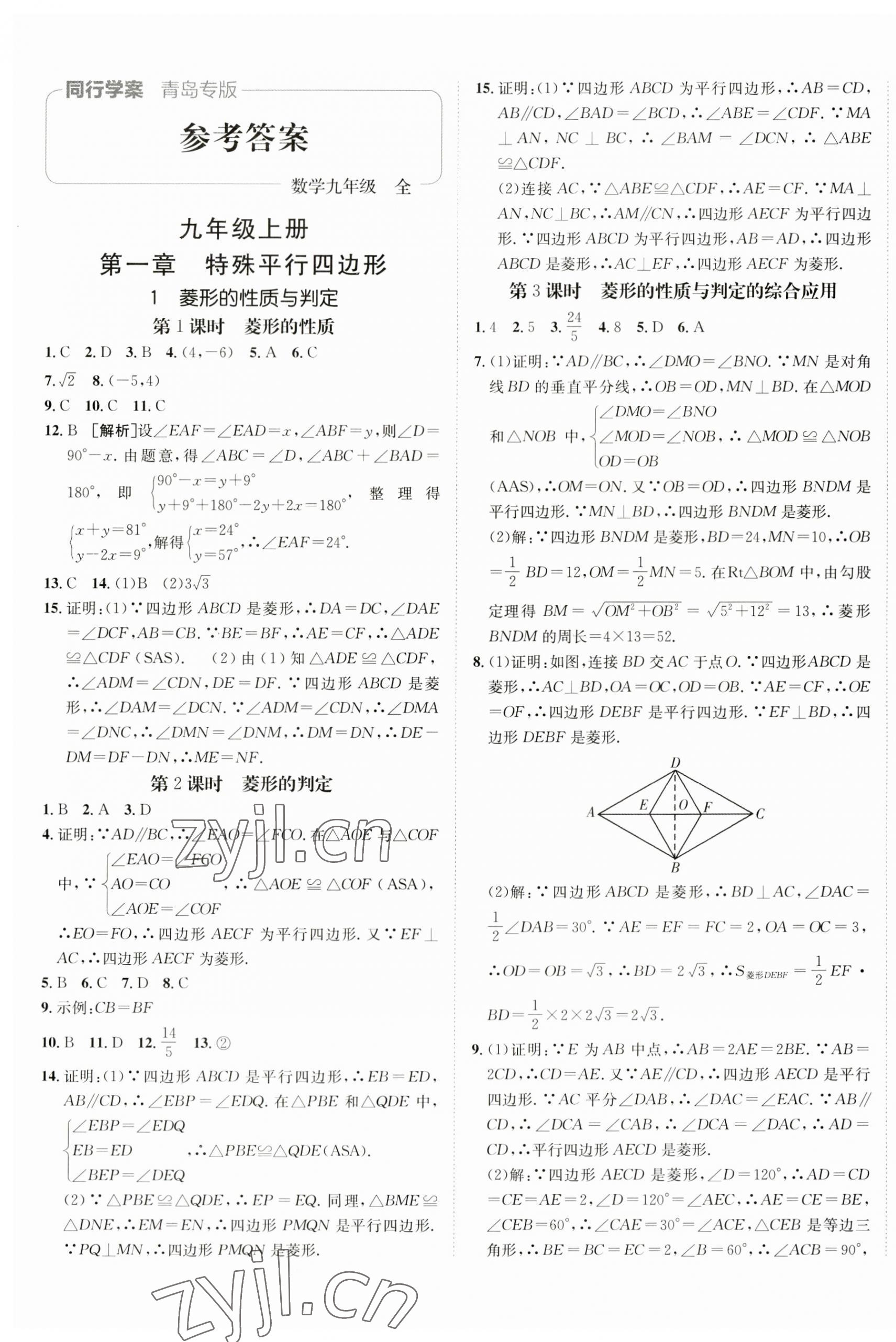 2023年同行學(xué)案學(xué)練測九年級數(shù)學(xué)全一冊北師大版青島專版 第1頁