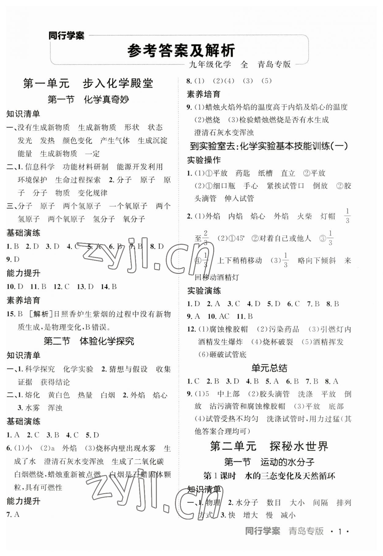 2023年同行学案九年级化学全一册鲁教版青岛专版 第1页