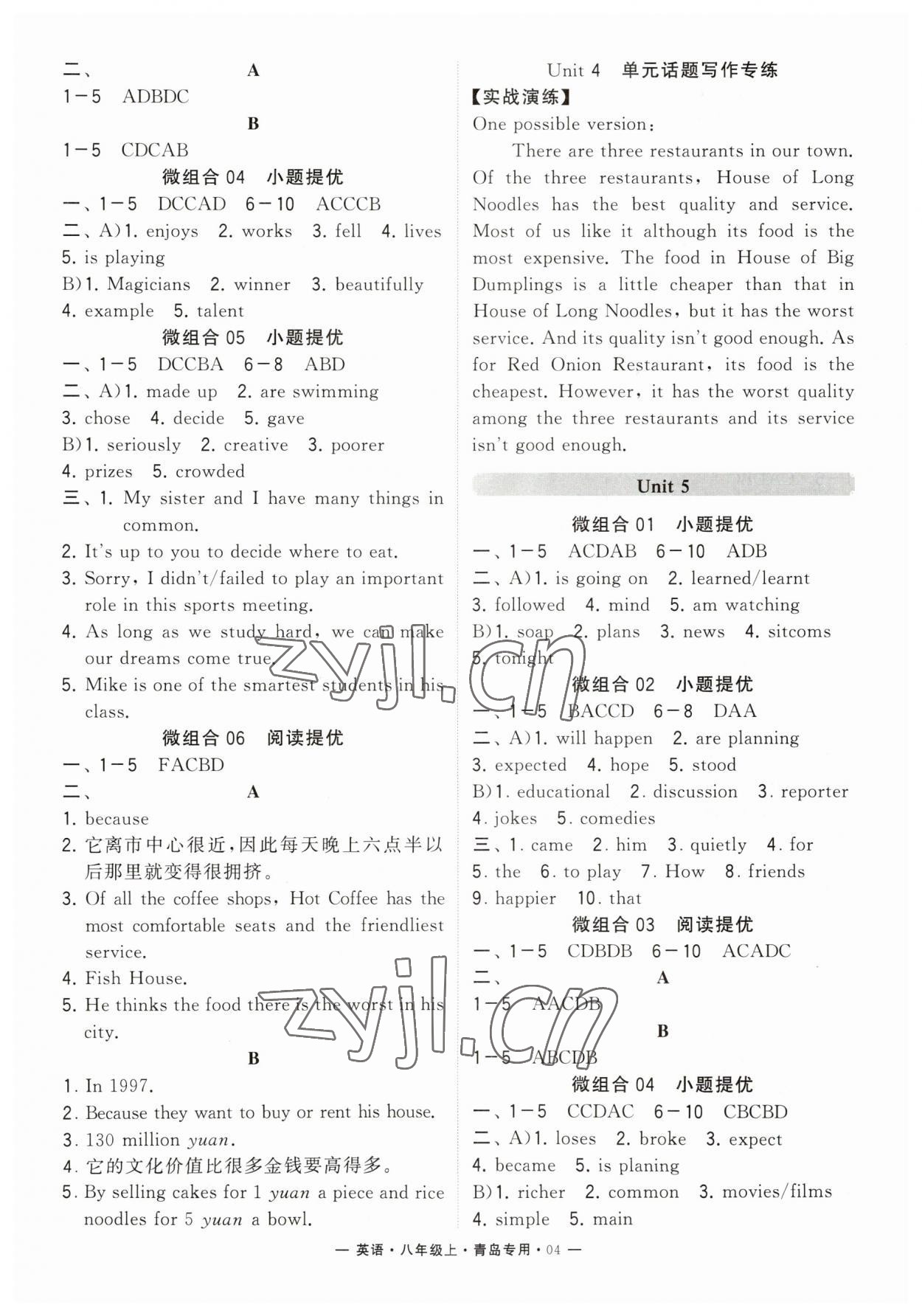 2023年學(xué)霸組合訓(xùn)練八年級(jí)英語上冊(cè)人教版青島專版 第4頁