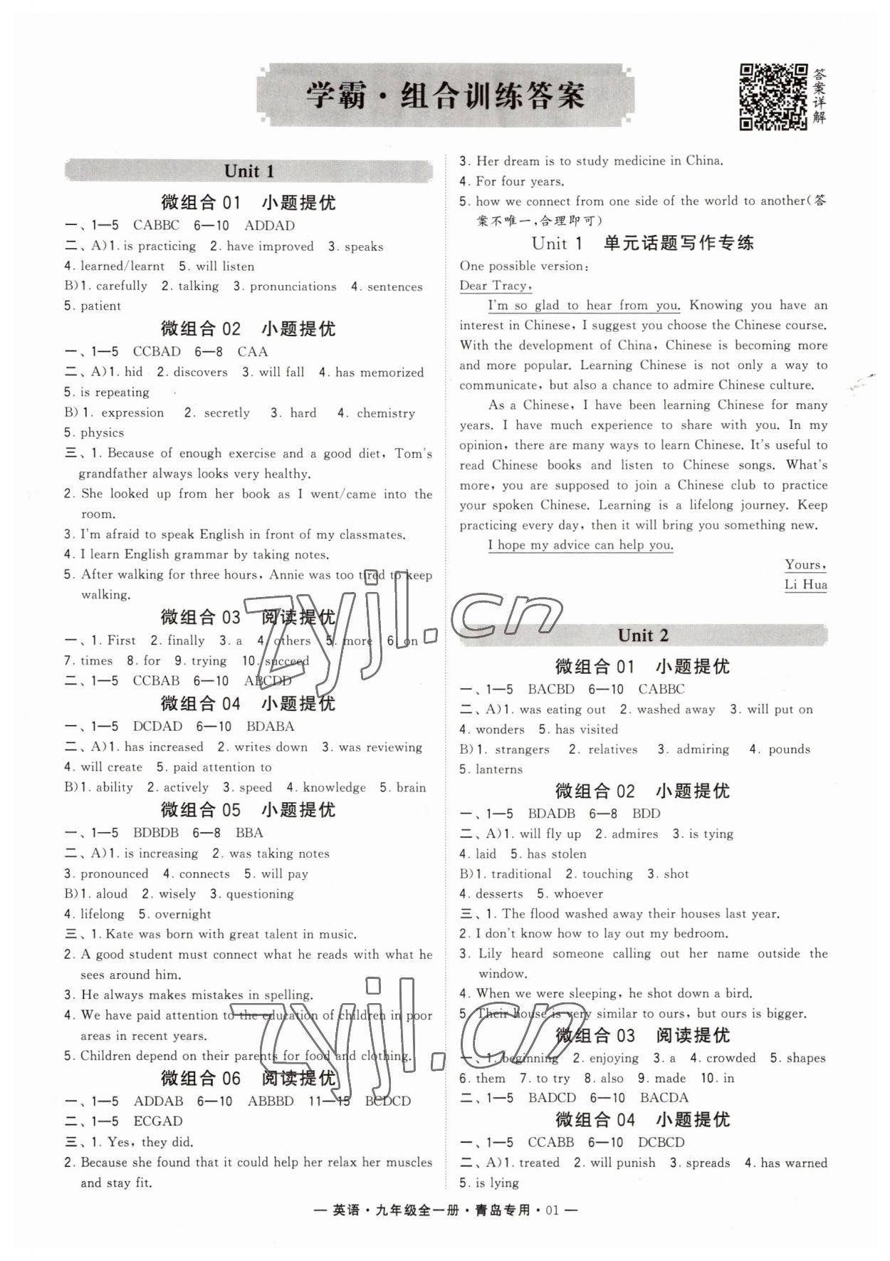 2023年學霸組合訓練九年級英語全一冊人教版青島專版 第1頁