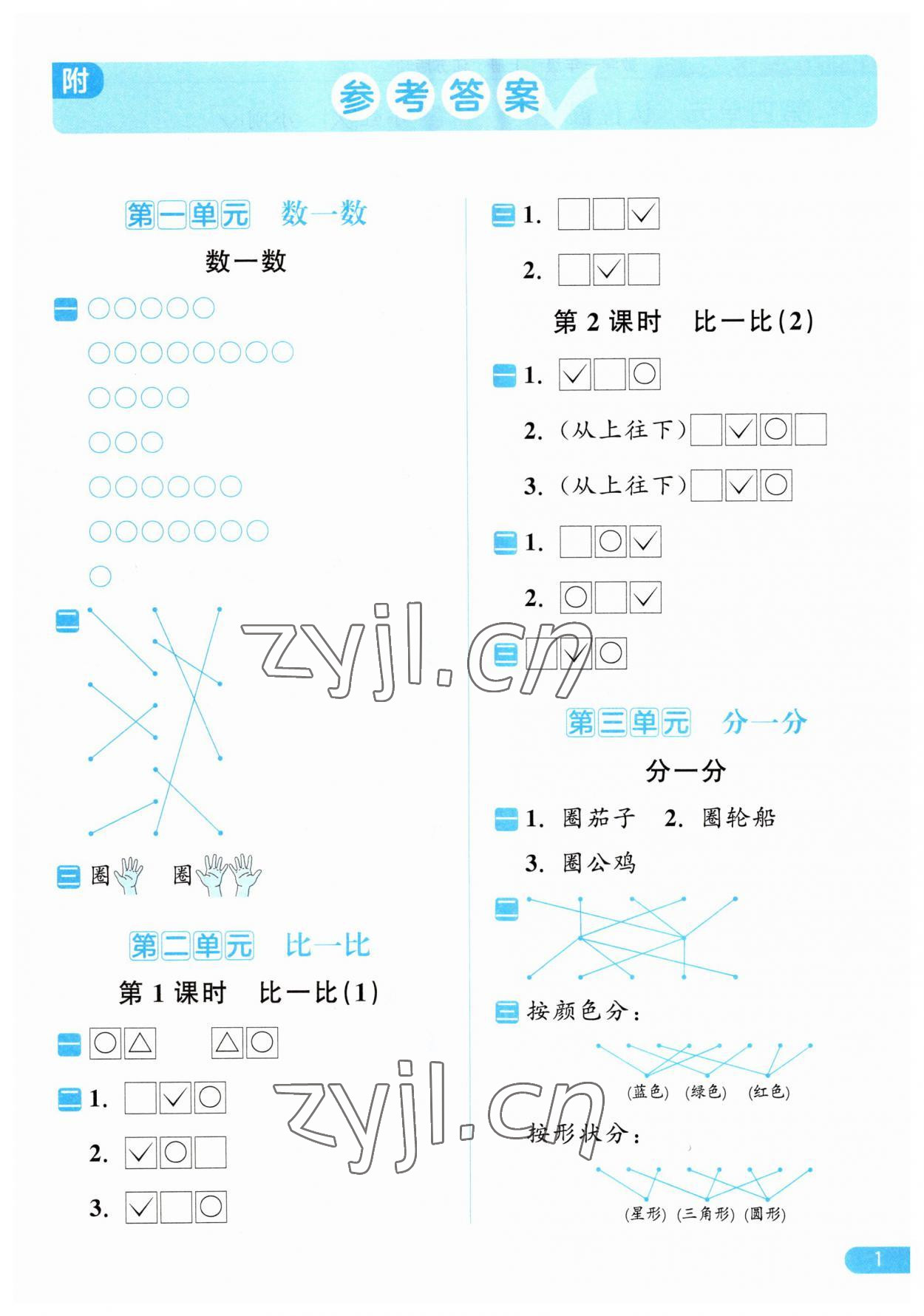 2023年亮點(diǎn)給力計(jì)算天天練一年級(jí)數(shù)學(xué)上冊(cè)蘇教版 第1頁(yè)