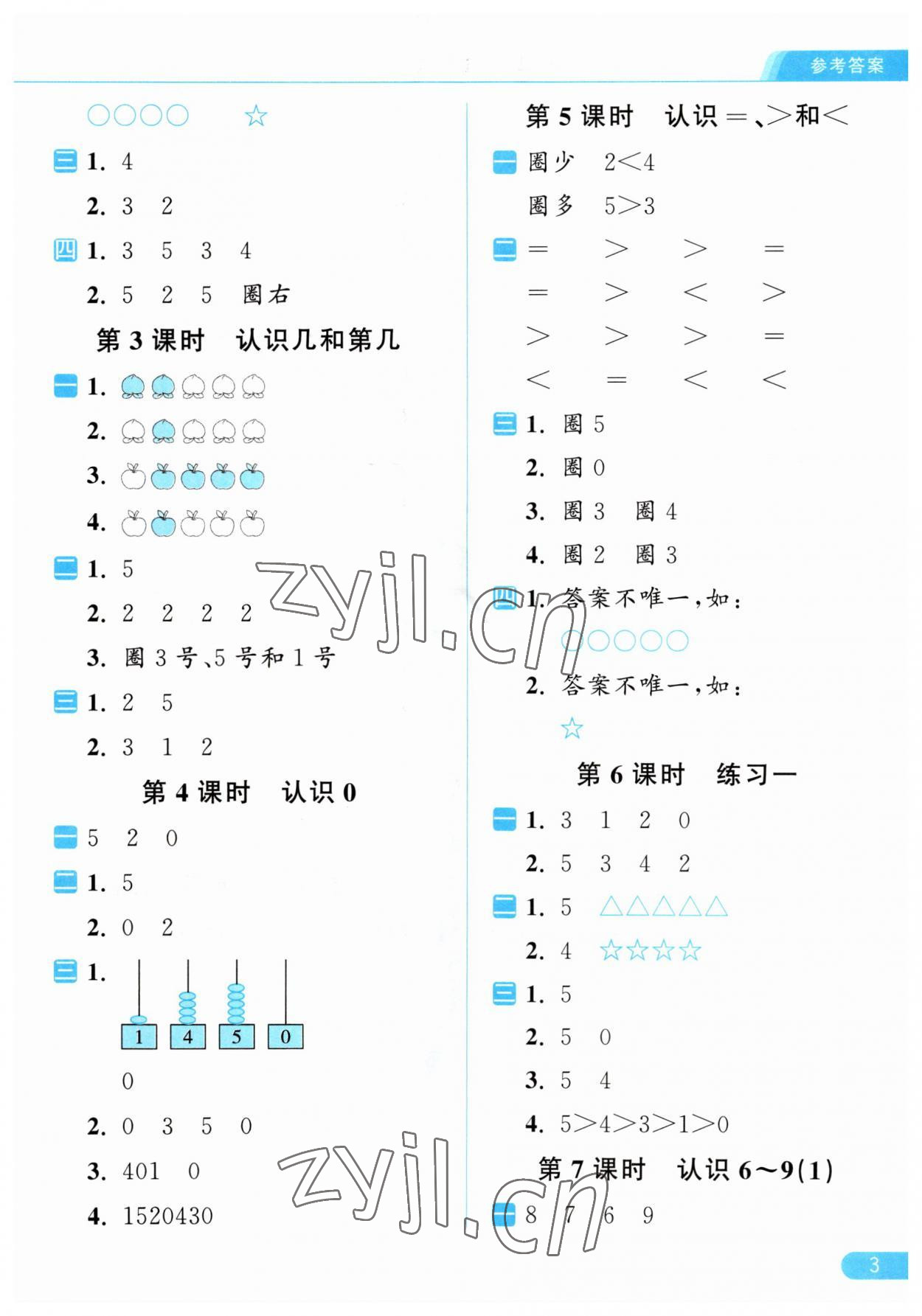 2023年亮點給力計算天天練一年級數(shù)學(xué)上冊蘇教版 第3頁