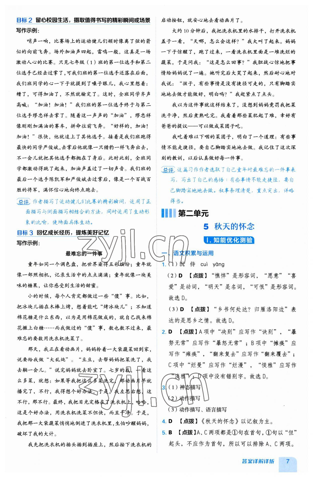 2023年綜合應(yīng)用創(chuàng)新題典中點七年級語文上冊人教版安徽專版 第7頁